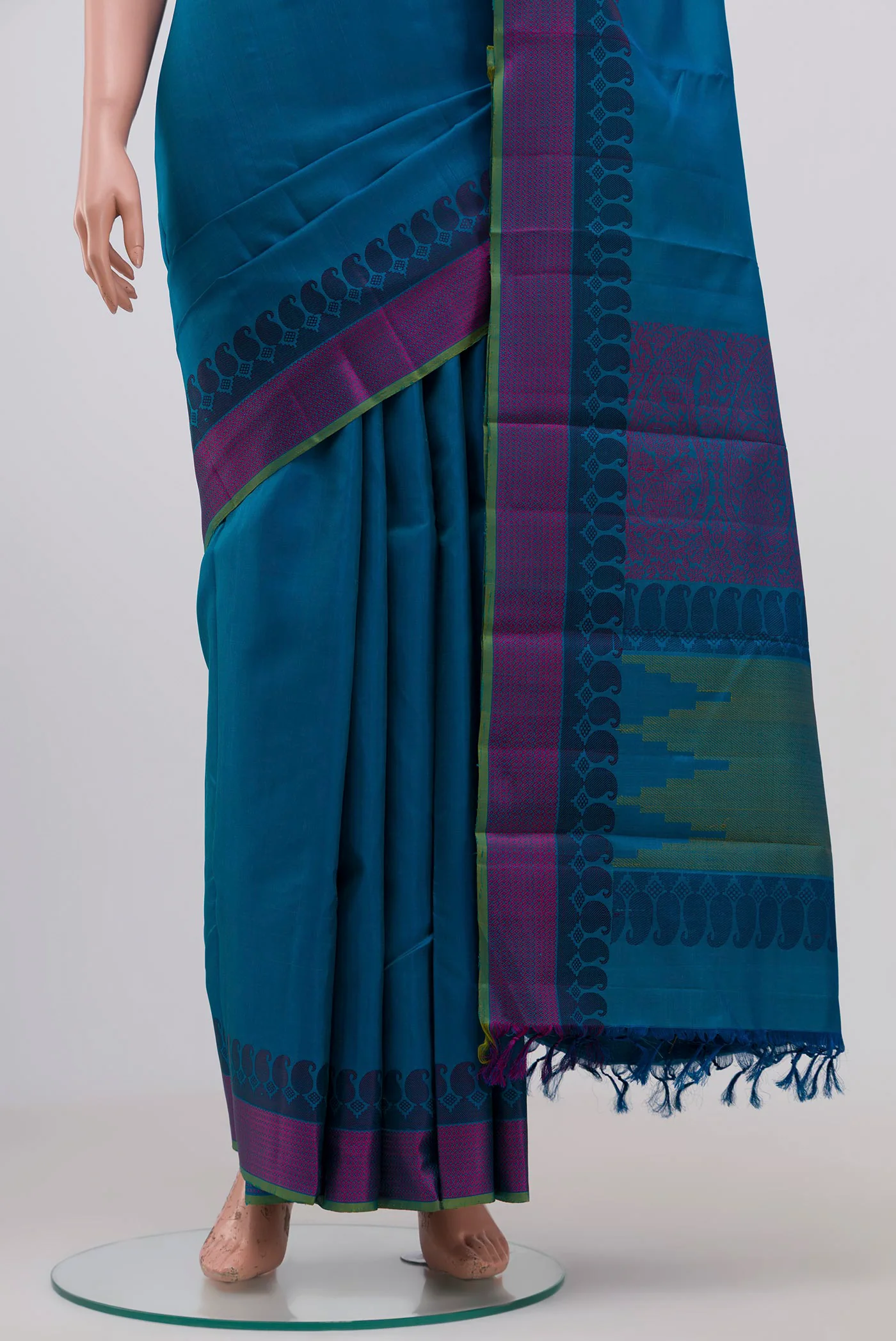 Blue Kanchipuram Silk Saree - Image 3