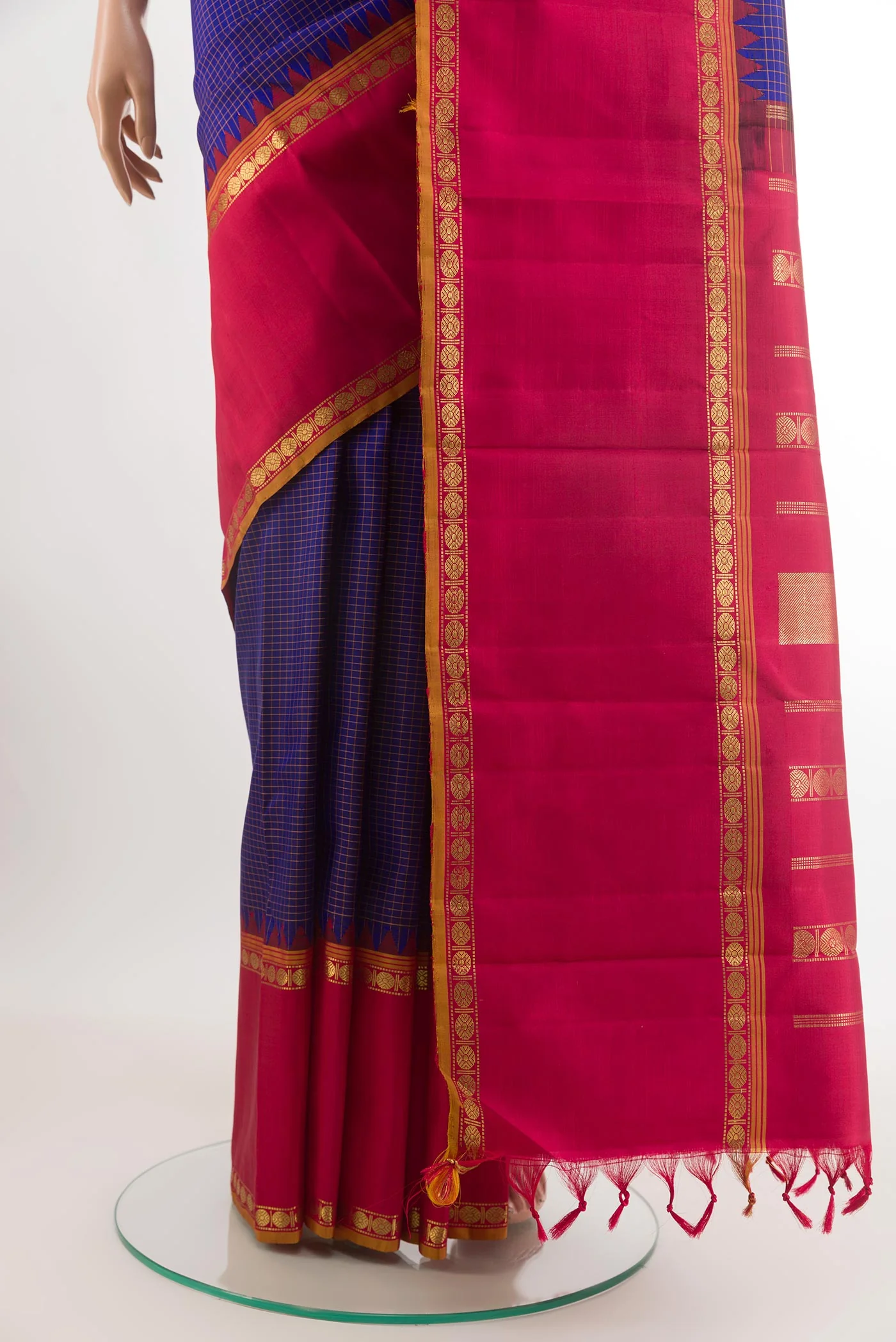 Blue Kanchipuram Silk Saree - Image 3