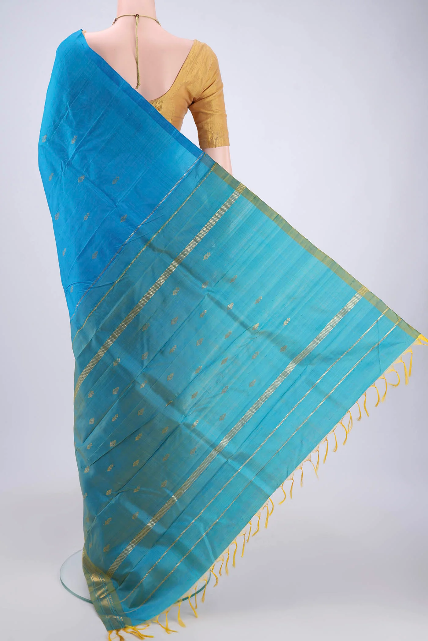 Blue Kanchipuram Silk Saree - Image 3