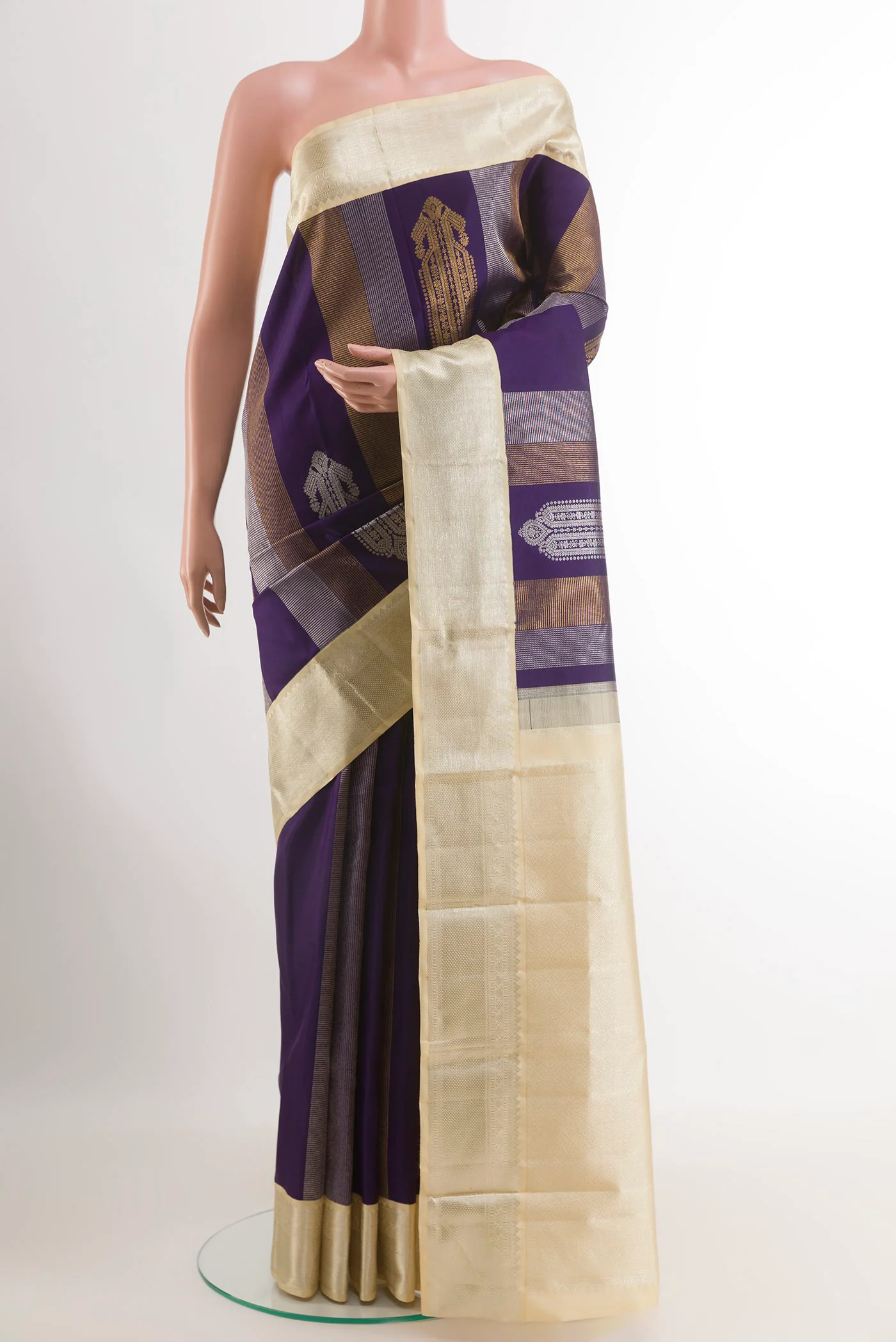 Navy Blue Kanchipuram Silk Saree