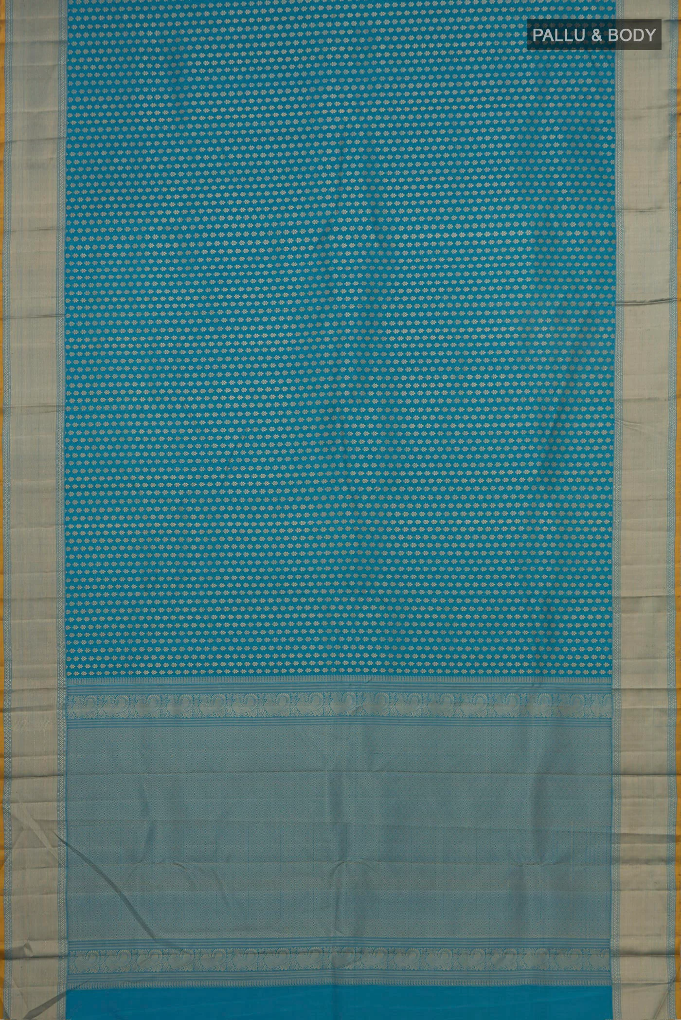 Sky Blue Kanchipuram Silk Saree - Image 5