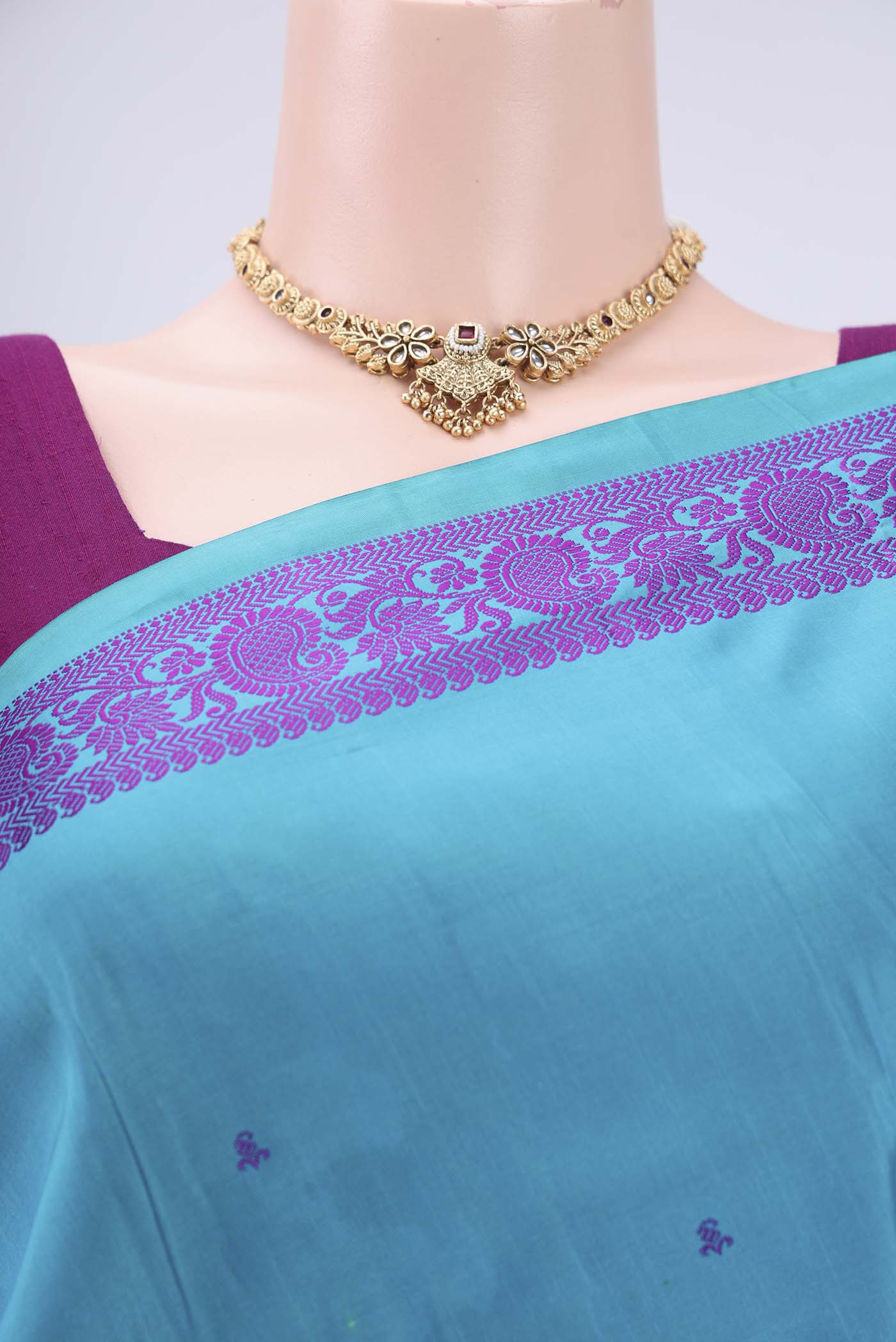 Blue Kanchipuram Silk Saree - Image 2
