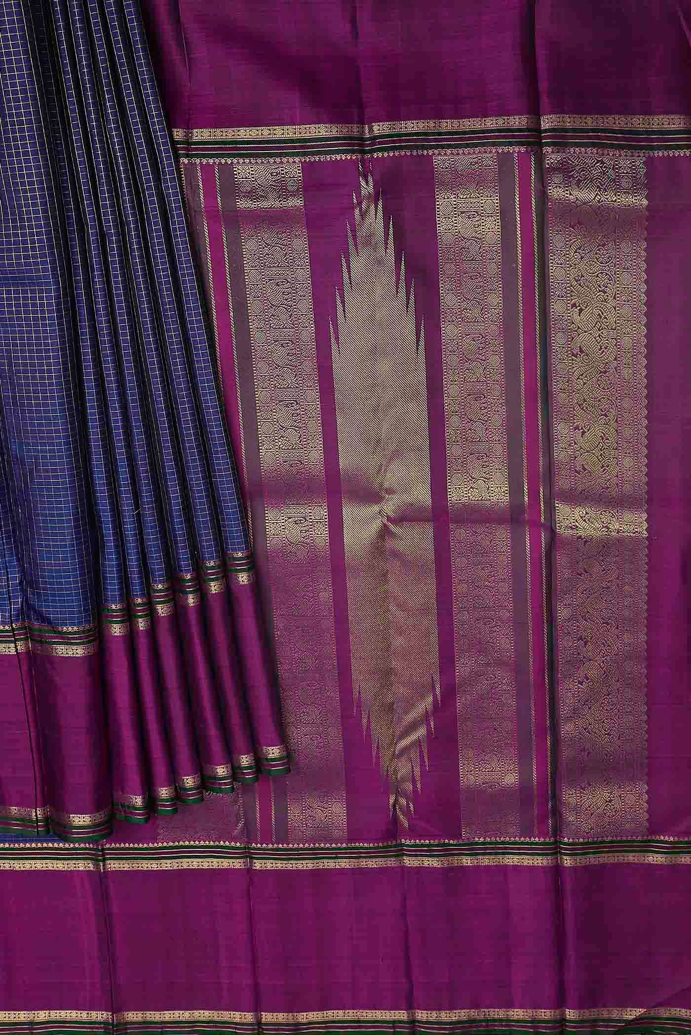 Blue Kanchipuram Silk Saree - Image 2
