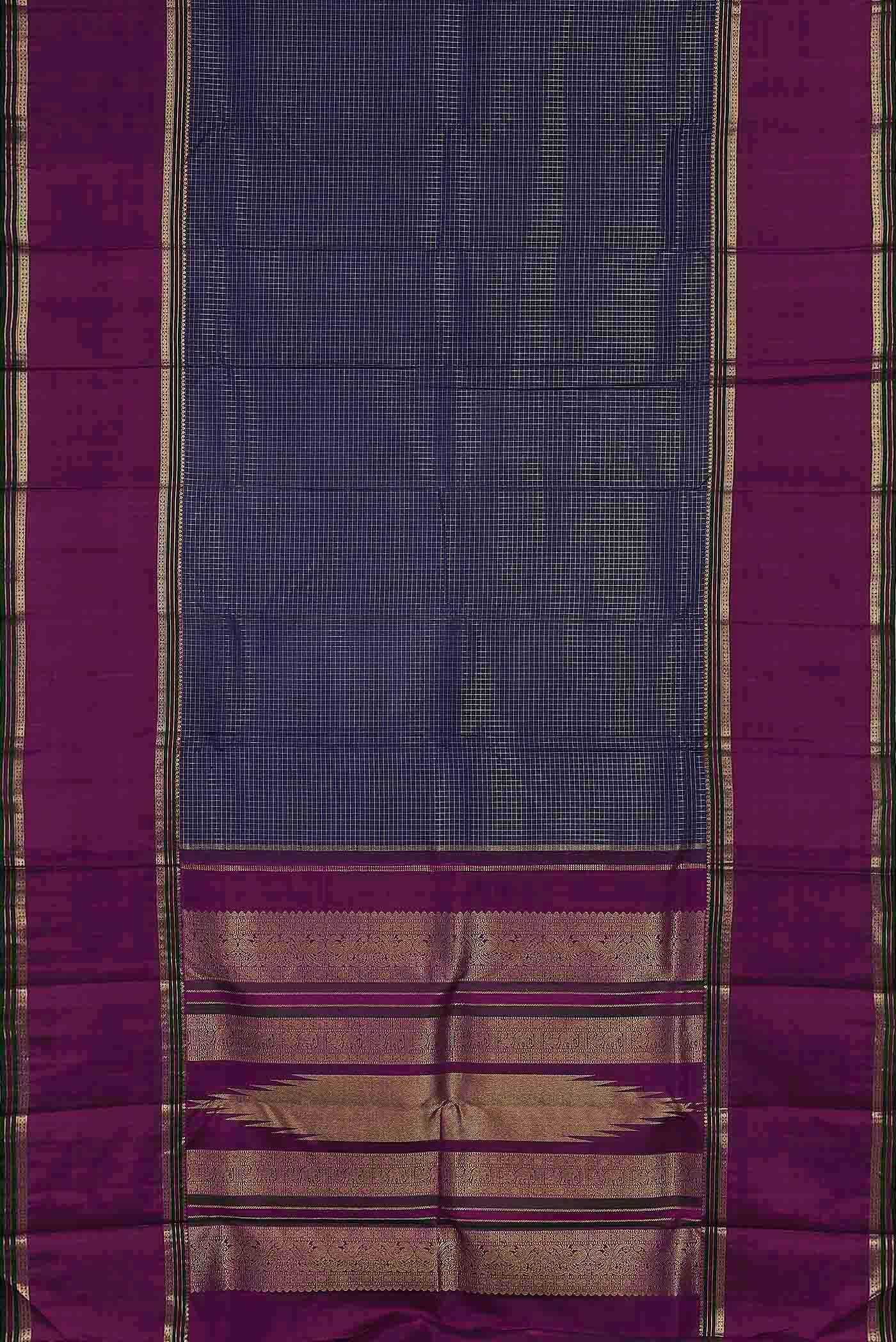 Blue Kanchipuram Silk Saree - Image 4