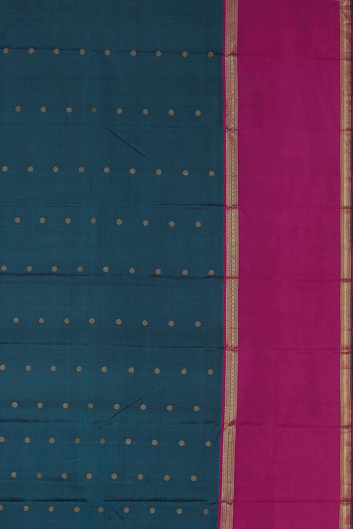 Pure Silk Pure Zari Blue Kanchipuram Saree - Image 7