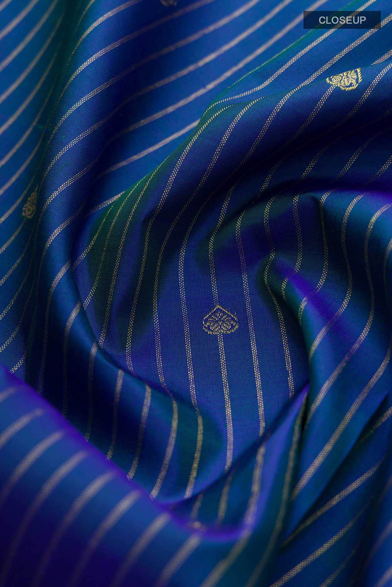 Blue Kanchipuram Silk Saree - Image 3