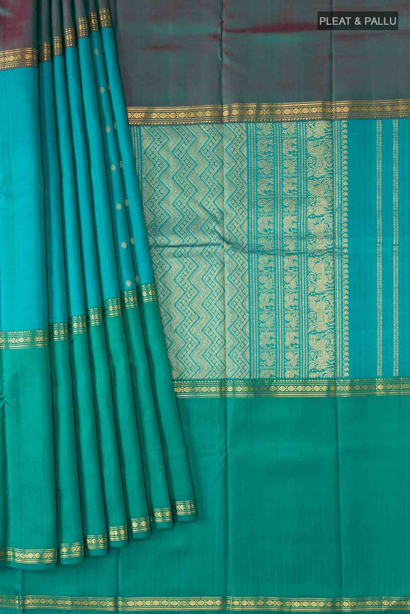 Blue Kanchipuram Silk Saree - Image 2