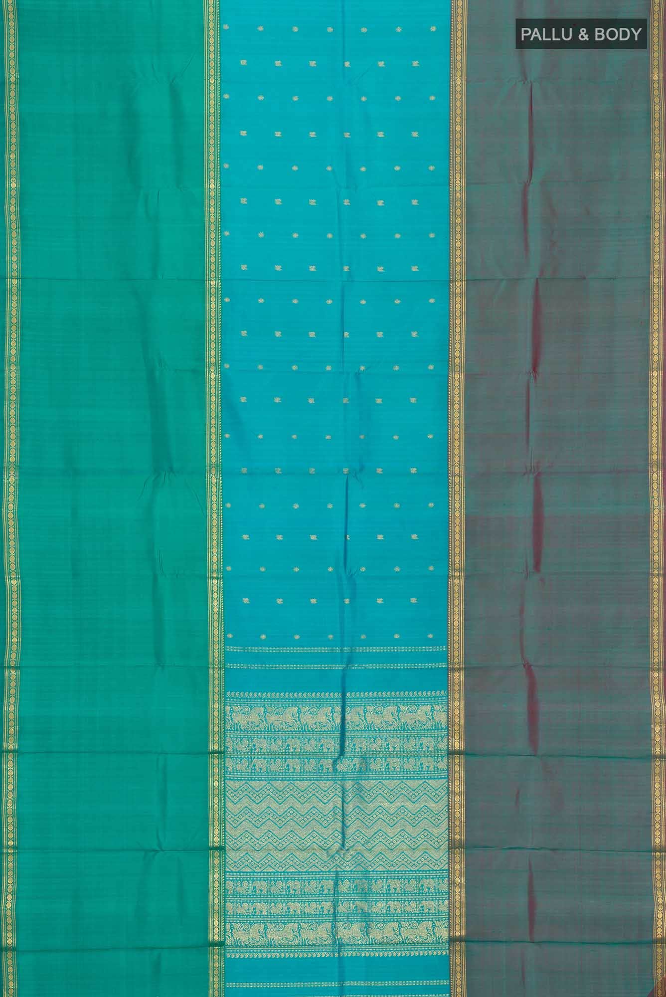 Blue Kanchipuram Silk Saree - Image 4