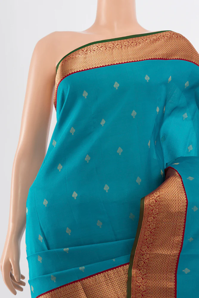 Blue Kanchipuram Silk Saree - Image 2