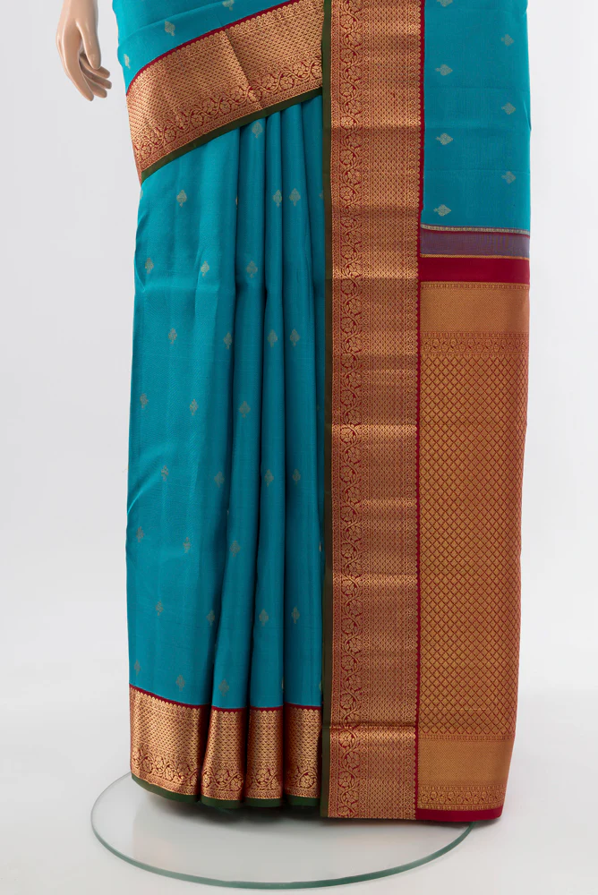 Blue Kanchipuram Silk Saree - Image 3