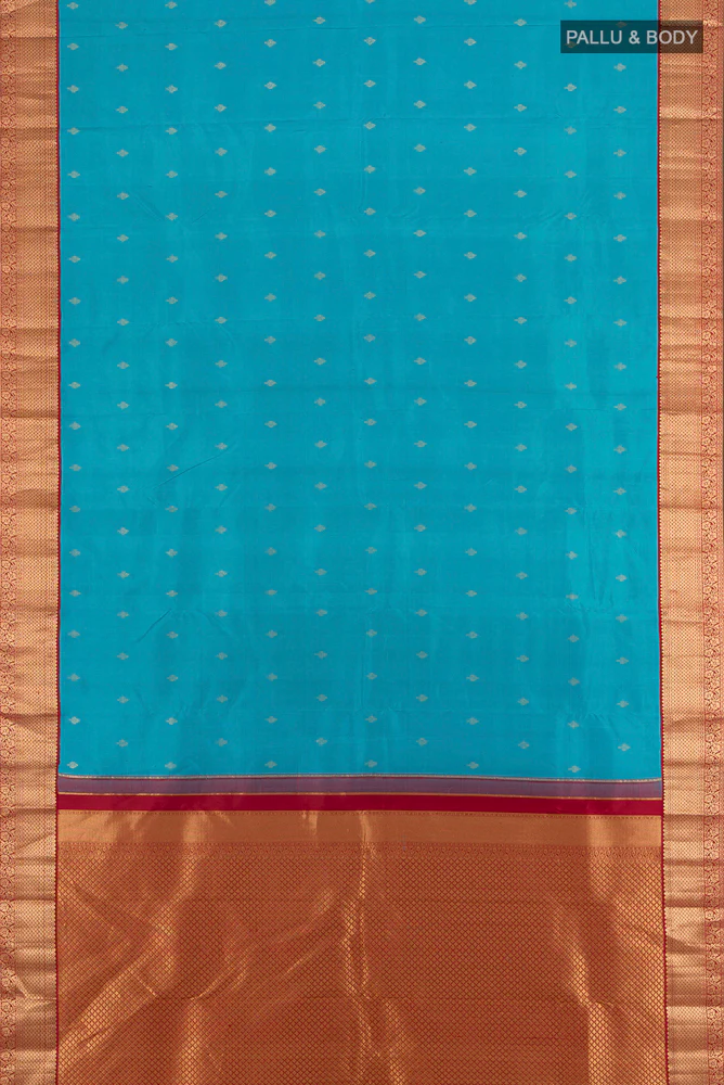 Blue Kanchipuram Silk Saree - Image 5