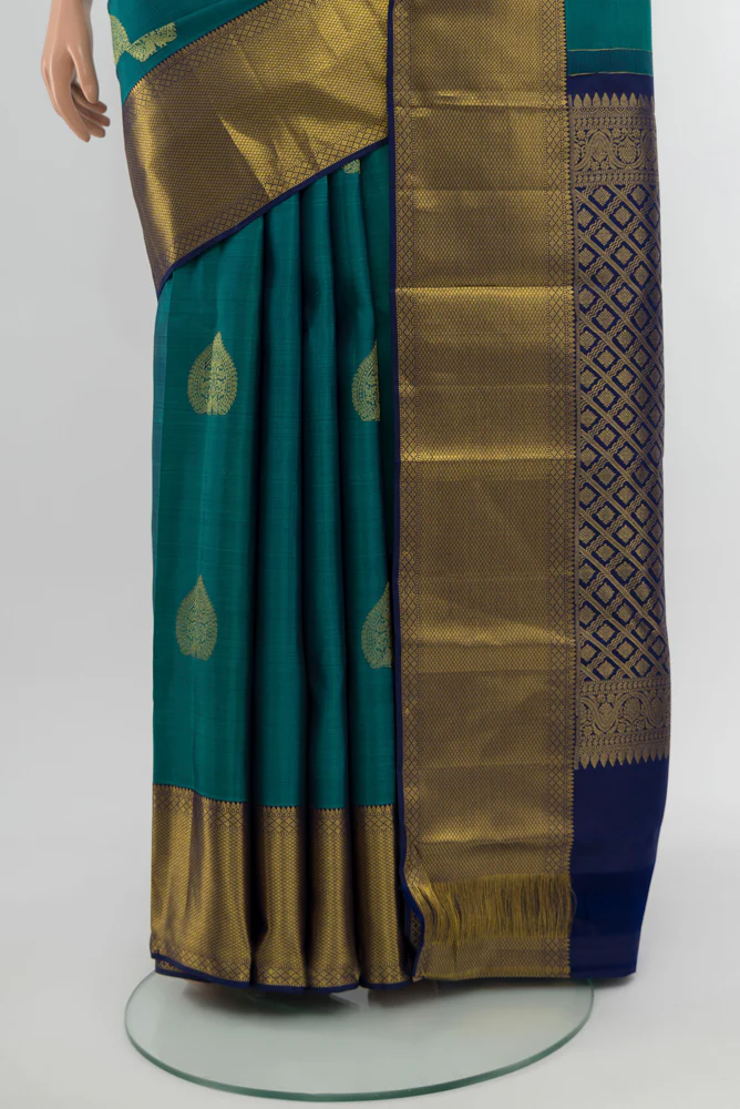 Blue Kanchipuram Silk Saree - Image 3
