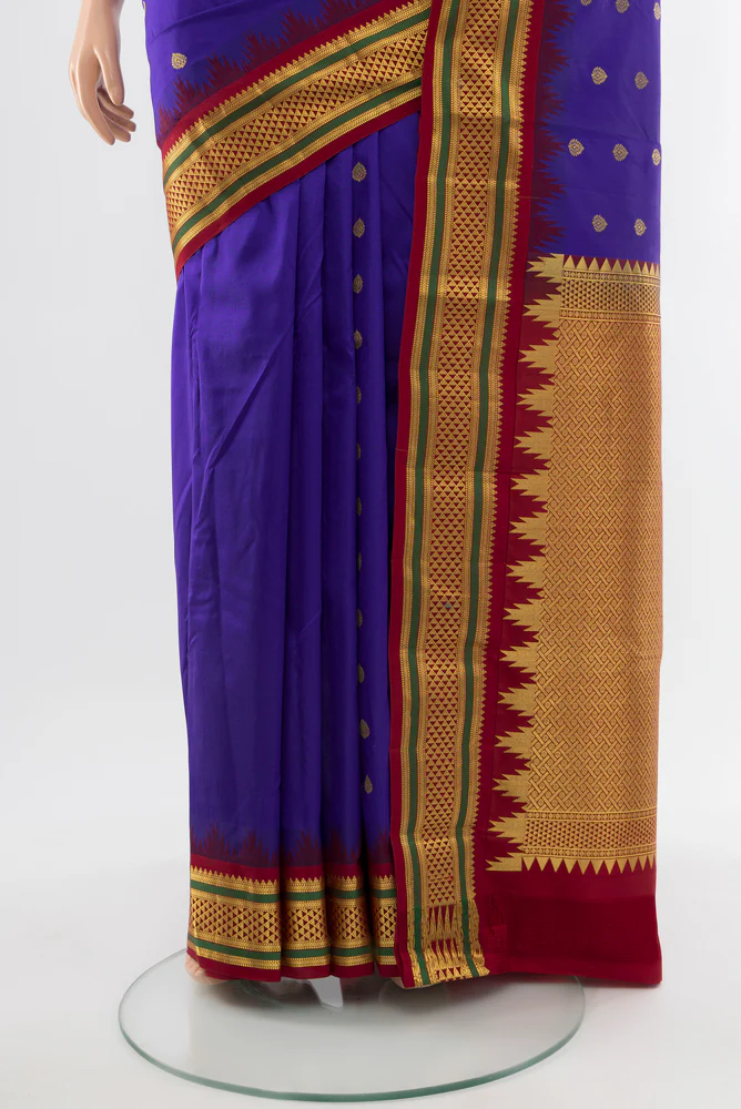 Blue Kanchipuram Silk Saree - Image 3