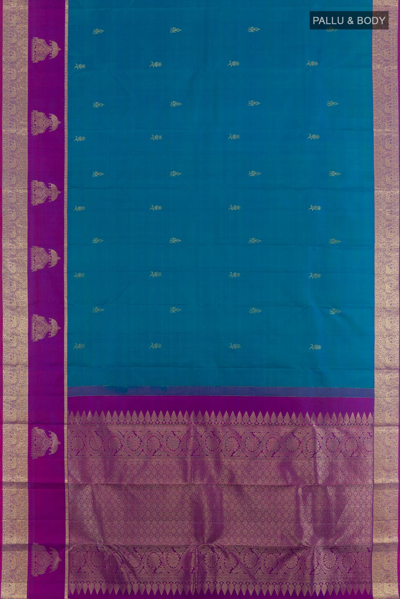 Blue Kanchipuram Silk Saree - Image 3