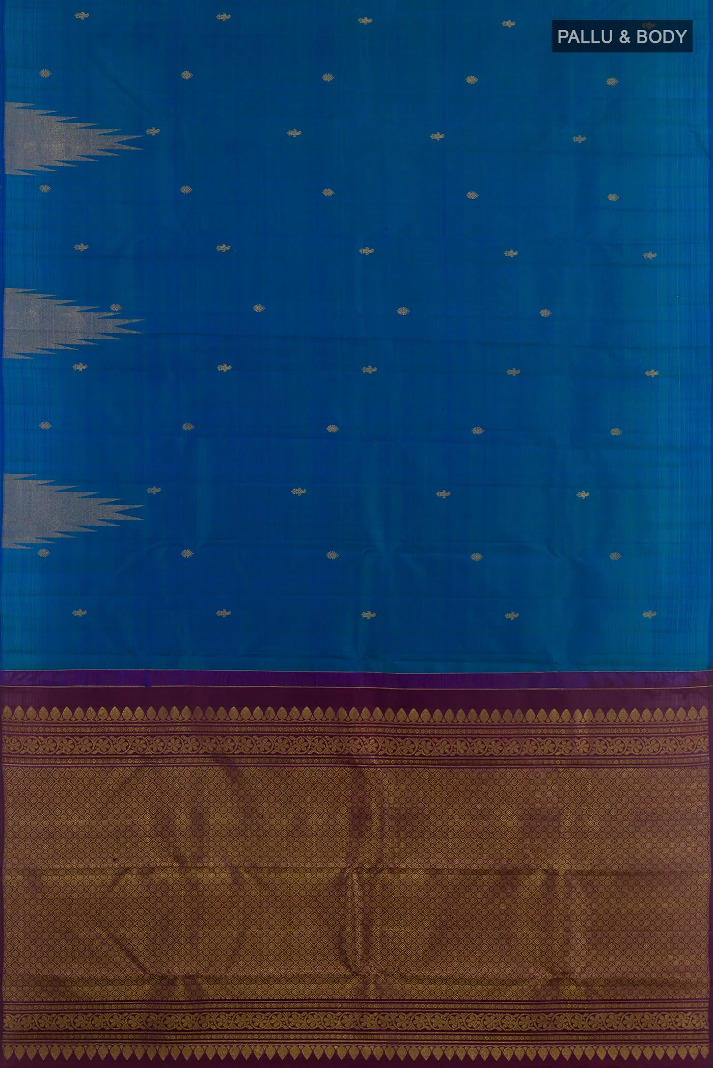 Blue Kanchipuram Silk Saree - Image 3