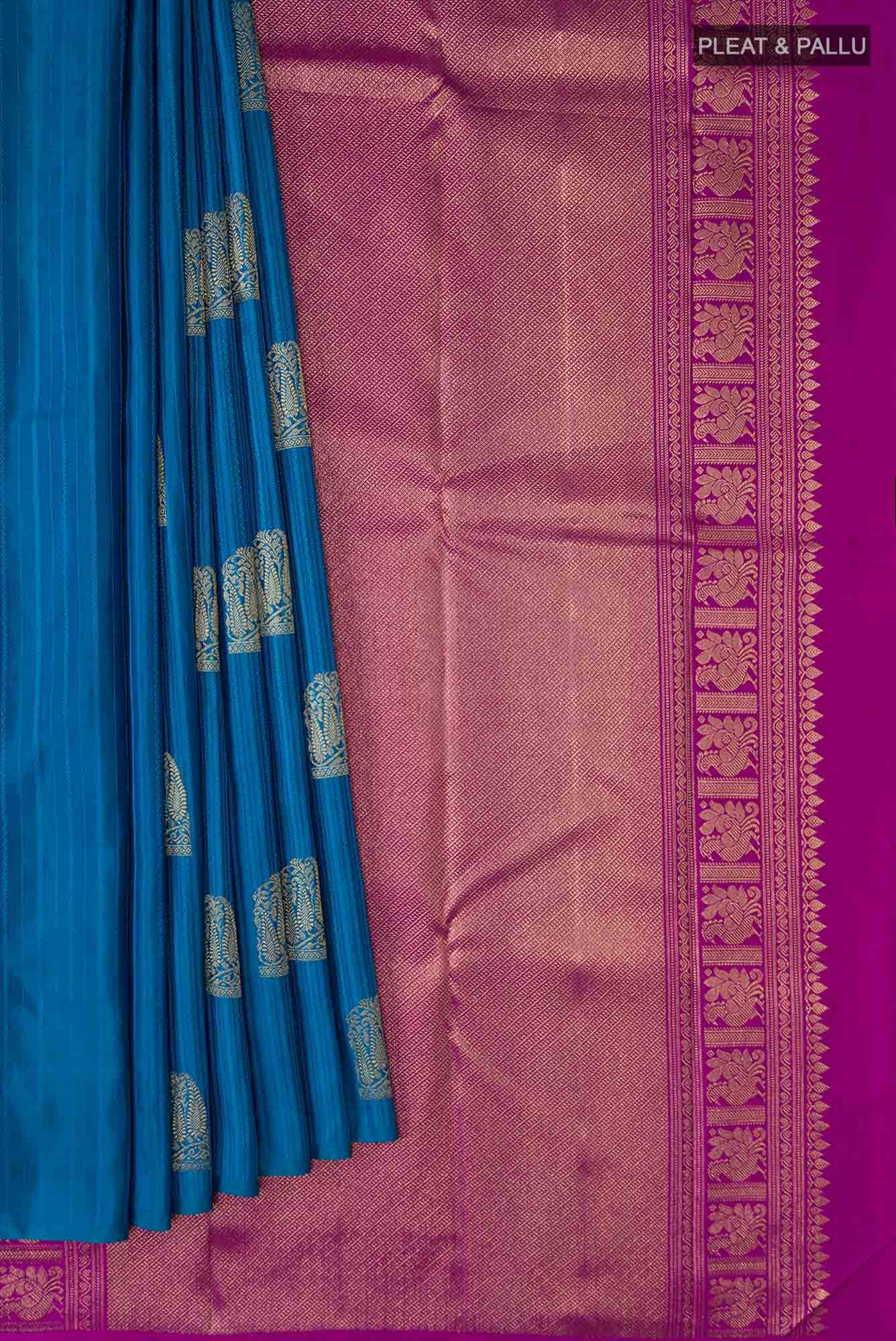 Blue Kanjivaram Silk Saree - Image 2