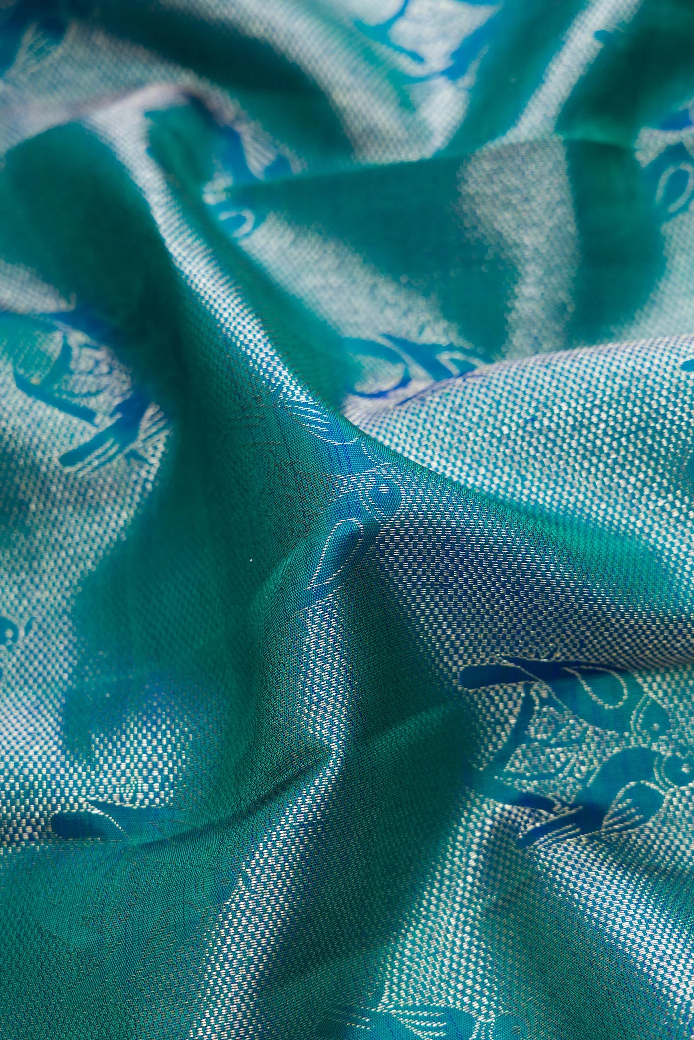 Blue Kanchipuram Silk Saree - Image 2