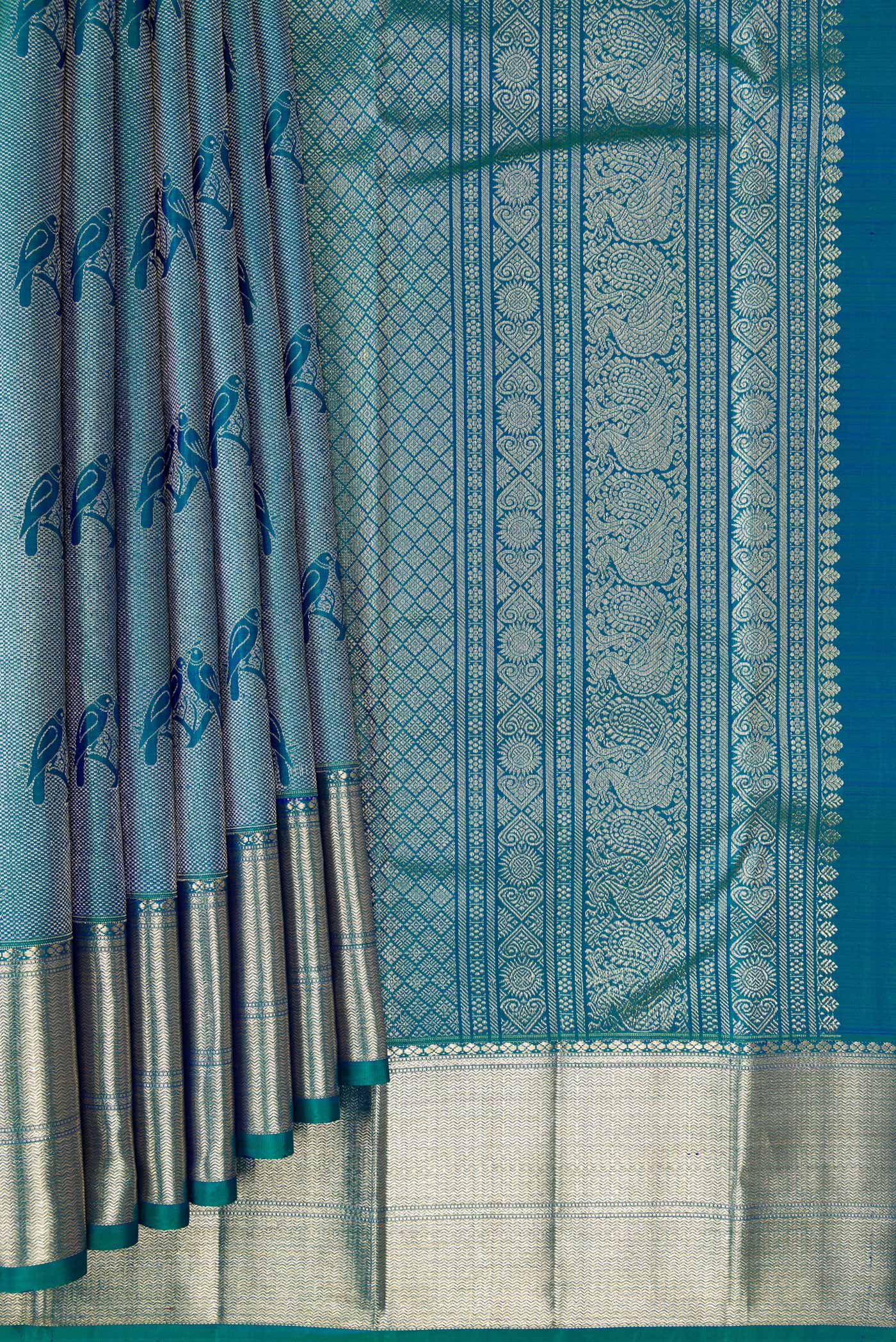 Blue Kanchipuram Silk Saree - Image 4