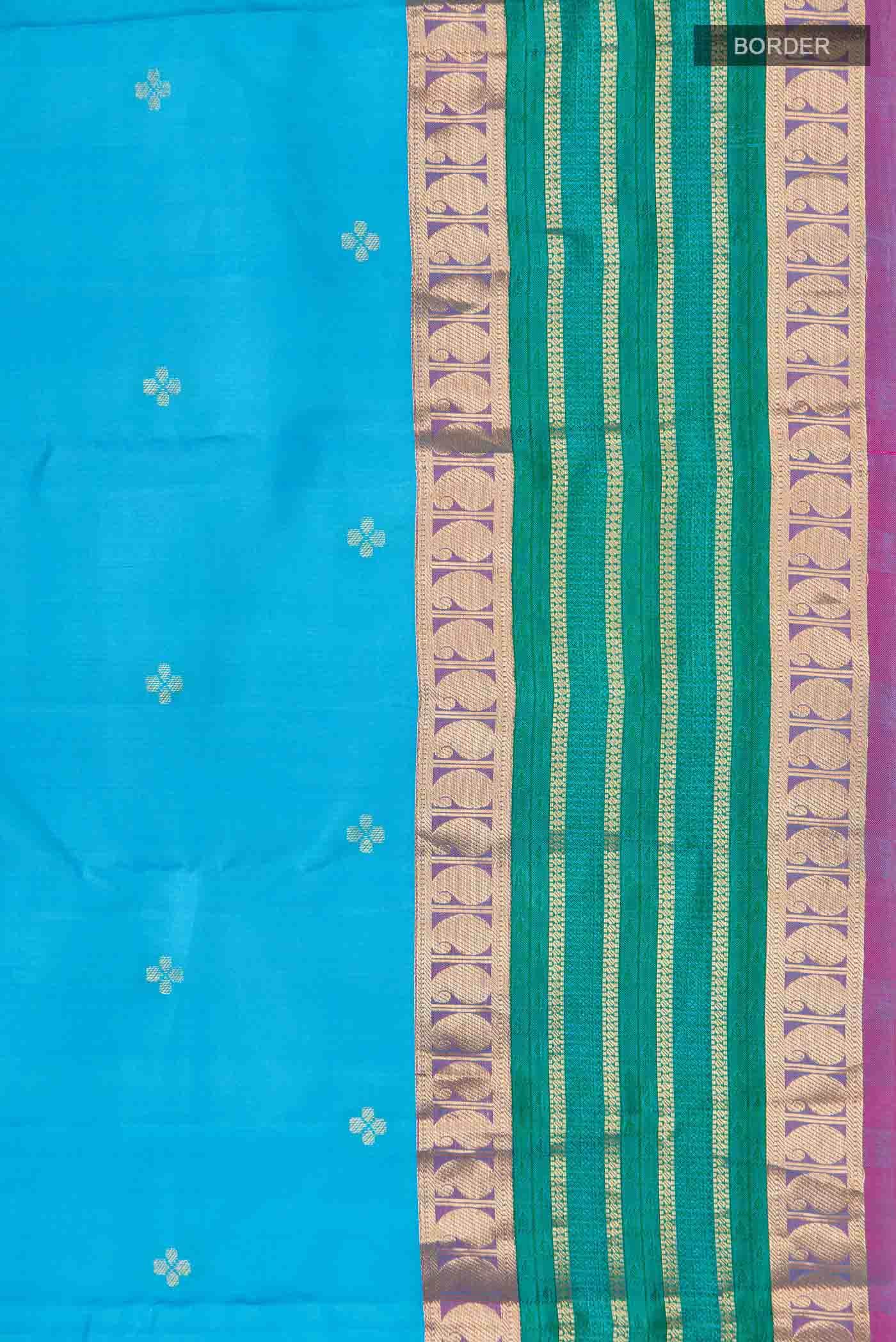 Blue Kanchipuram Silk Saree - Image 5