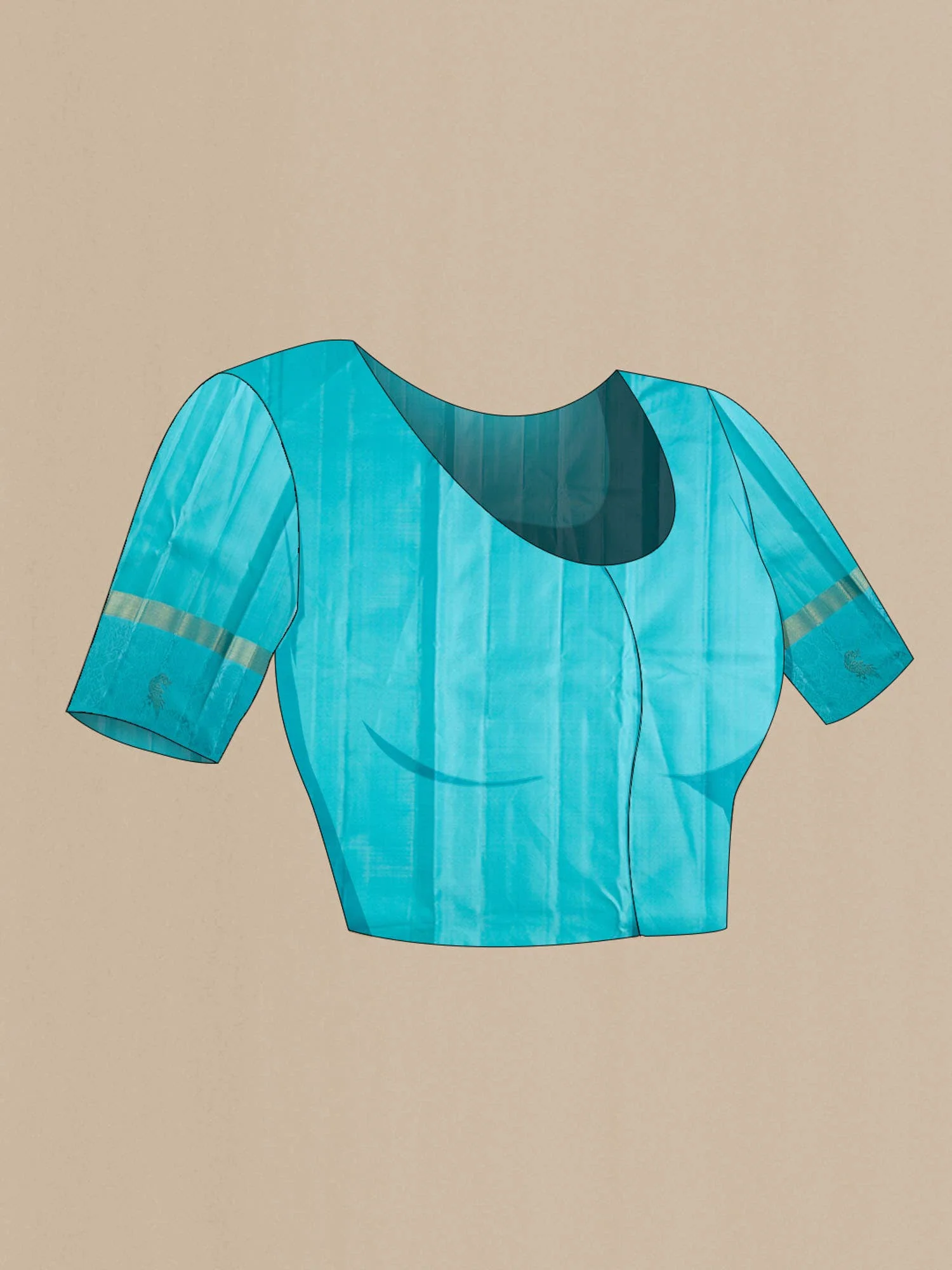 Pure Silk Pure Zari Blue Kanchipuram Saree - Image 7
