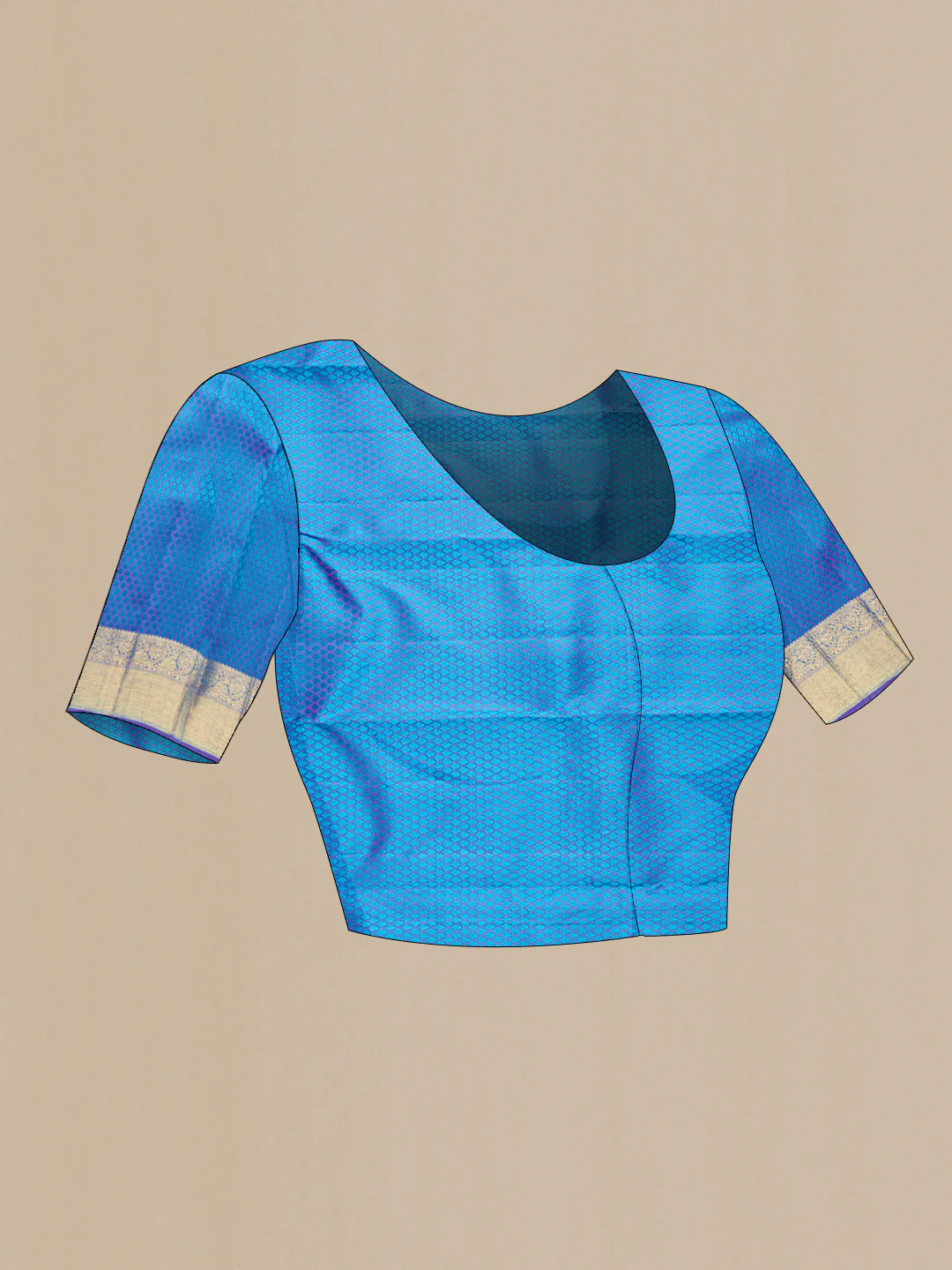 Pure Silk Pure Zari Blue Kanchipuram Saree - Image 5