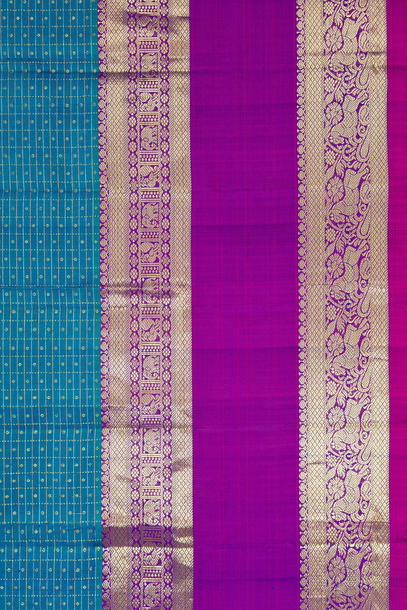 Blue Kanchipuram Silk Saree - Image 3