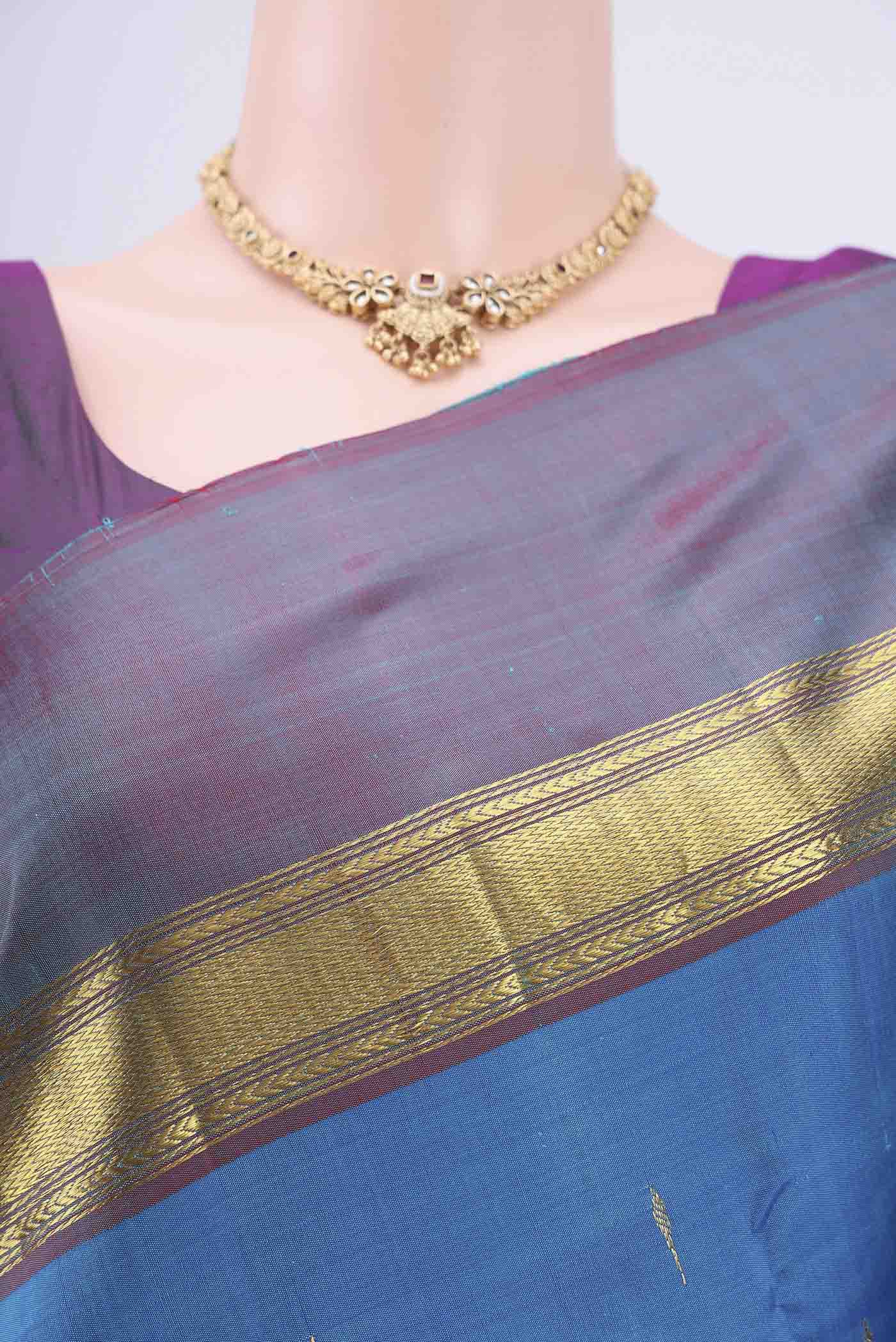 Blue Kanjivaram Saree - Image 2