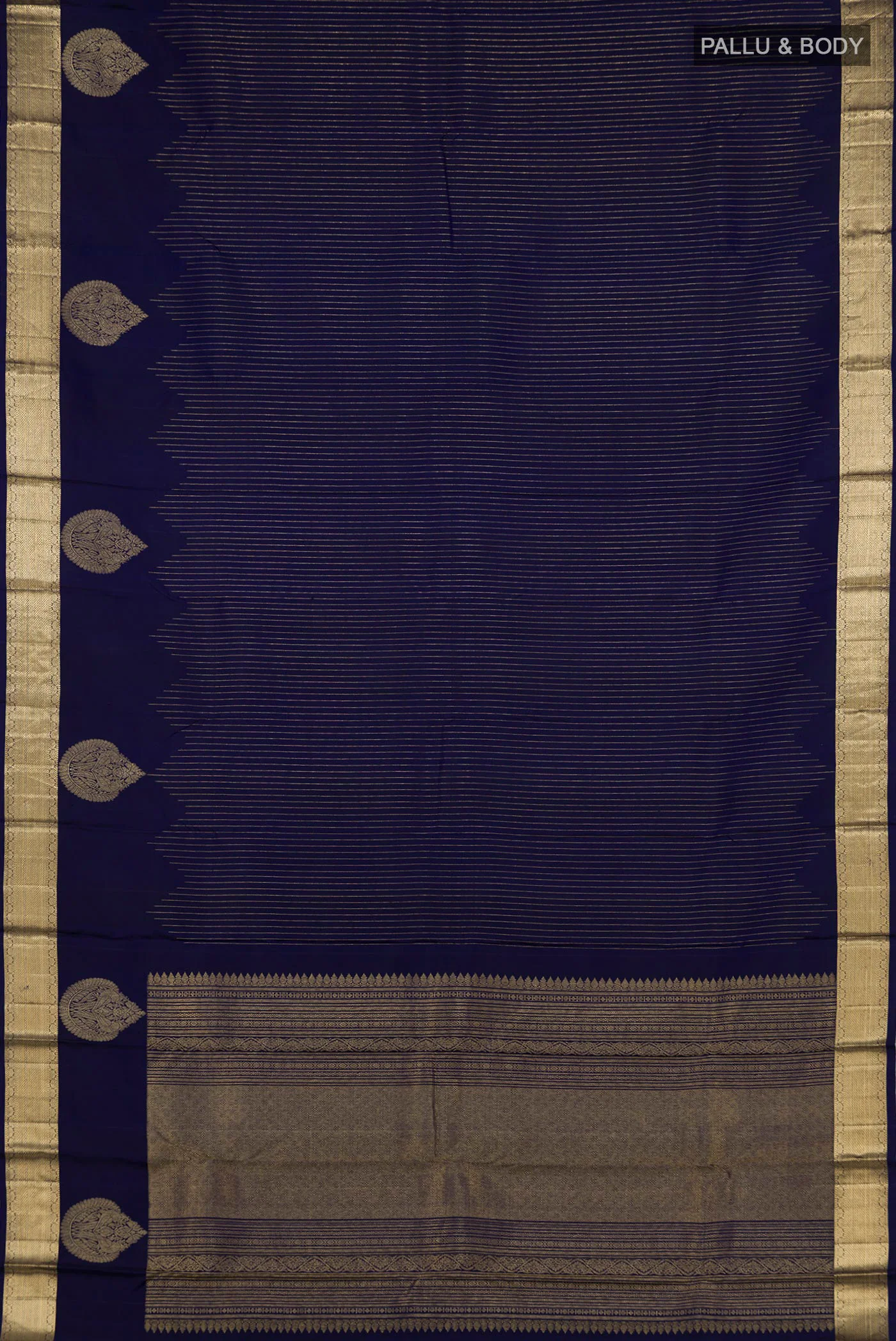 Navy Blue Kanjivaram Silk Saree - Image 5