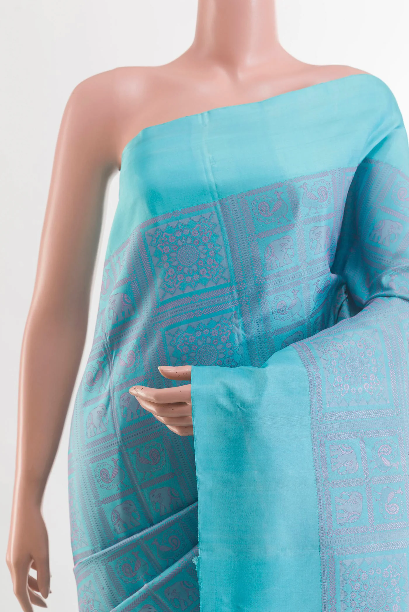 Sky Blue Kanjivaram Silk Saree - Image 2
