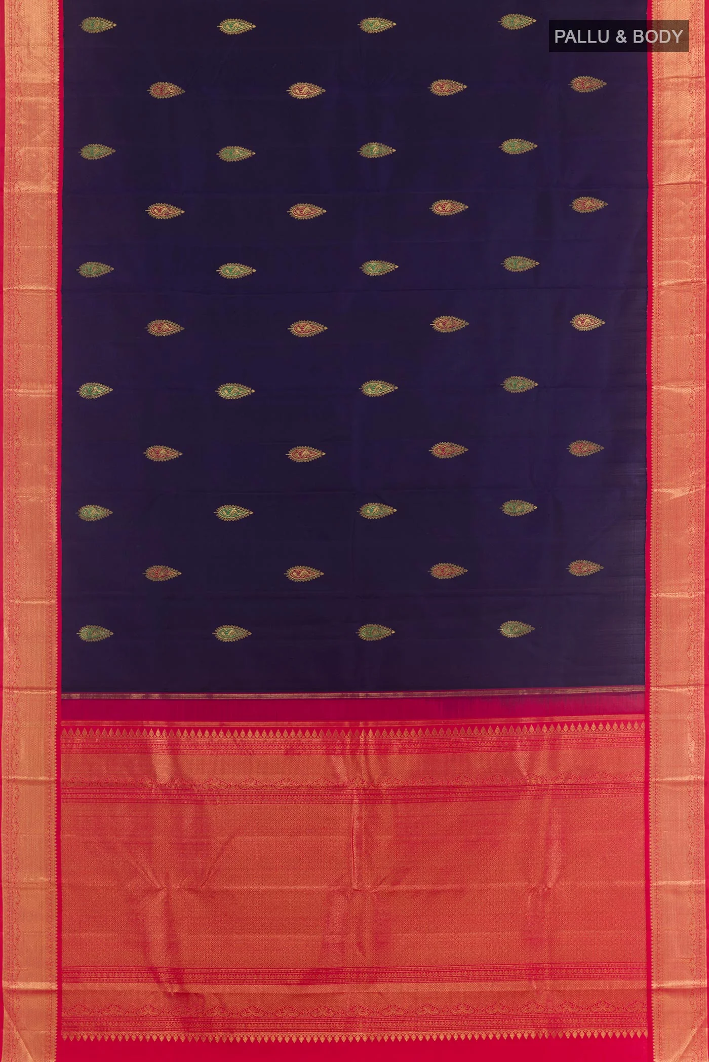 Navy Blue Kanjivaram Silk Saree - Image 5