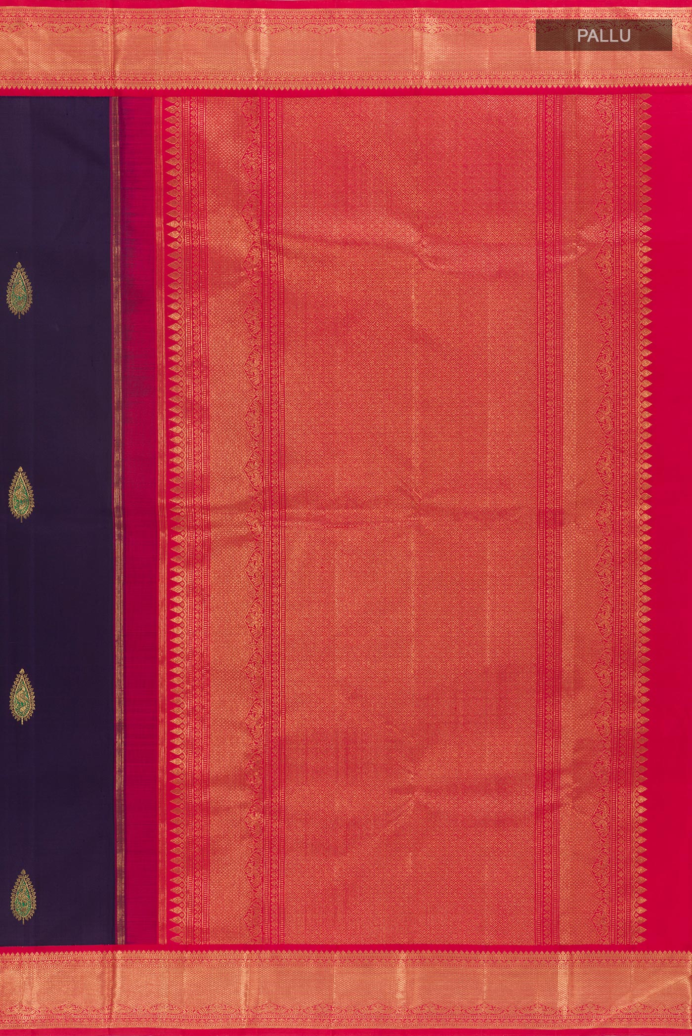 Navy Blue Kanjivaram Silk Saree - Image 6