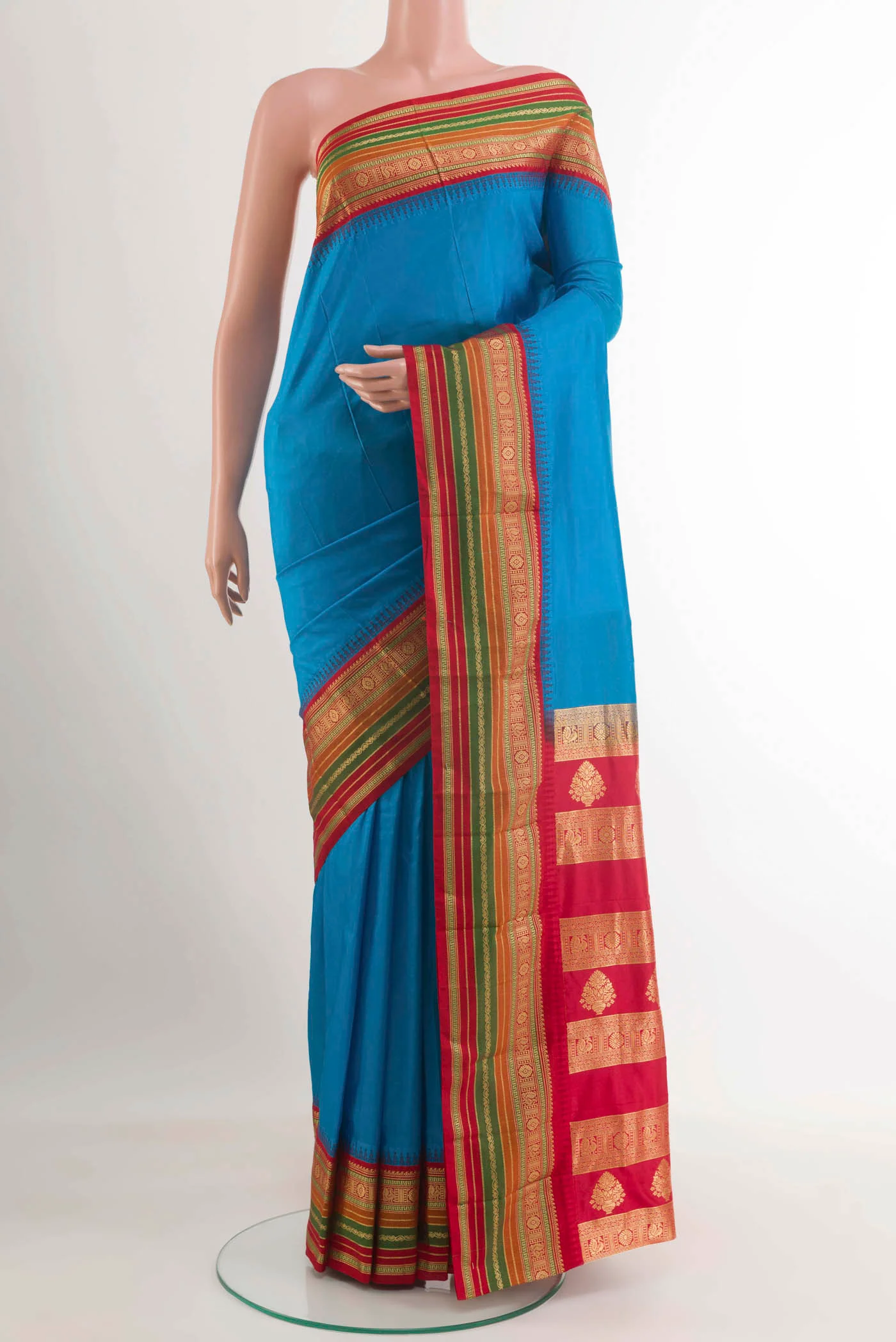 Blue Bangalore Silk Saree - Image 2