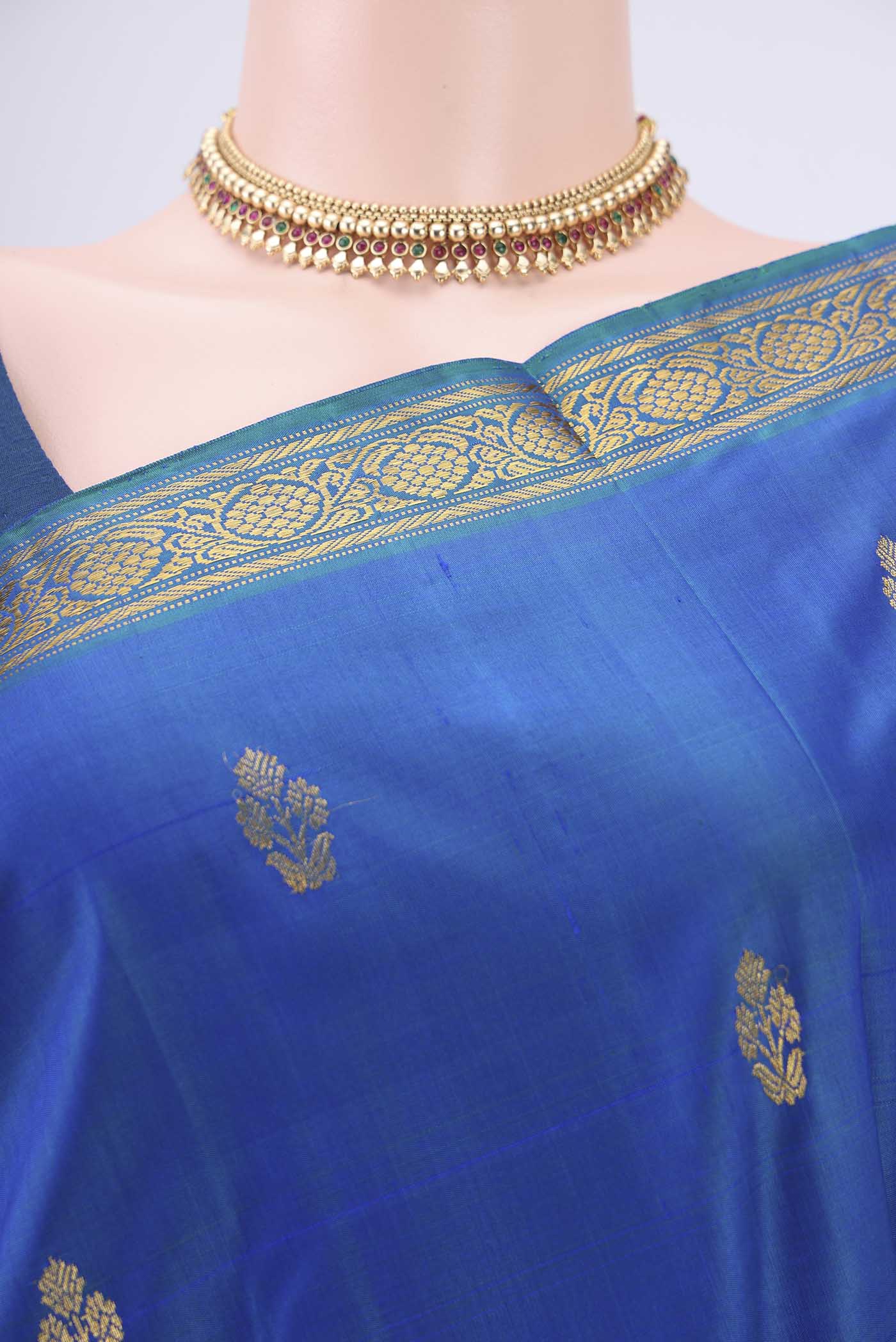 Blue Kanjivaram Silk Saree - Image 2
