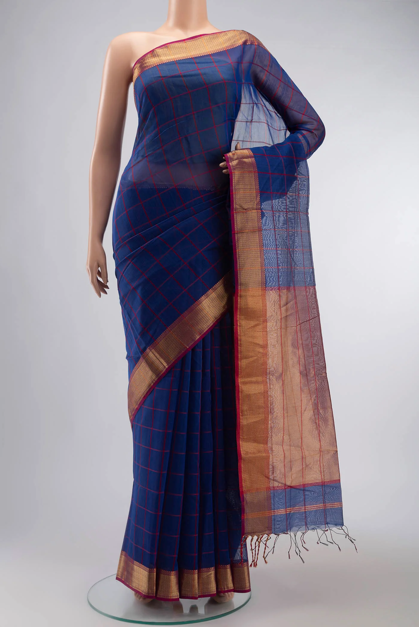 Blue Maheshwari Silk Cotton Saree
