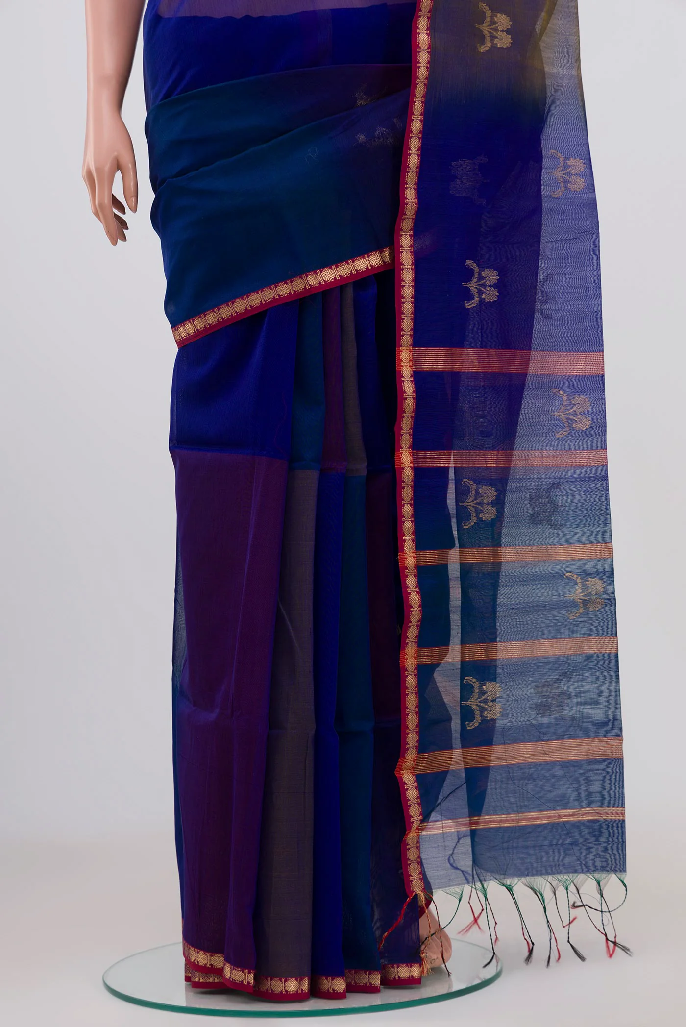 Multi Color Maheshwari Silk Cotton Saree - Image 3