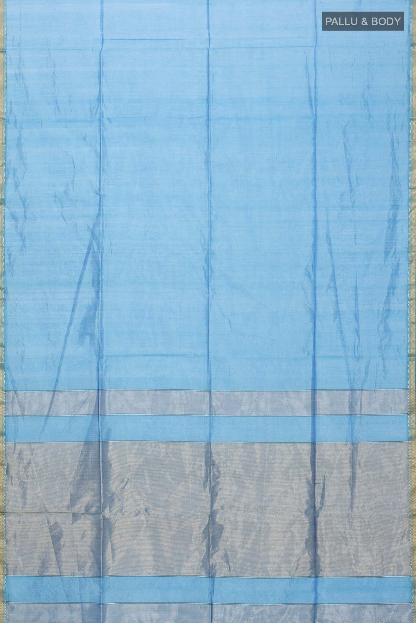 Blue Maheshwari Silk Cotton Saree - Image 3