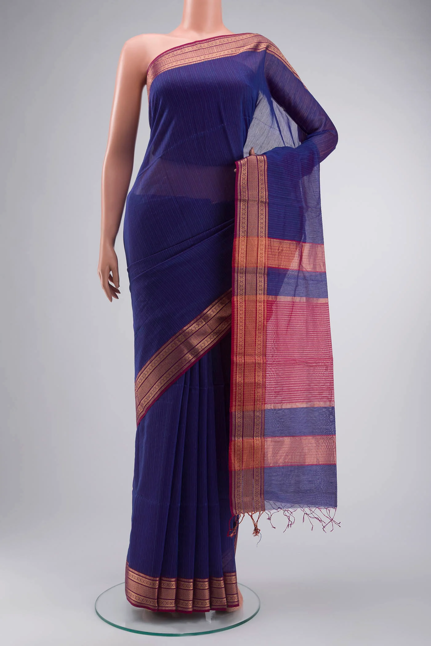 Blue Maheshwari Silk Cotton Saree