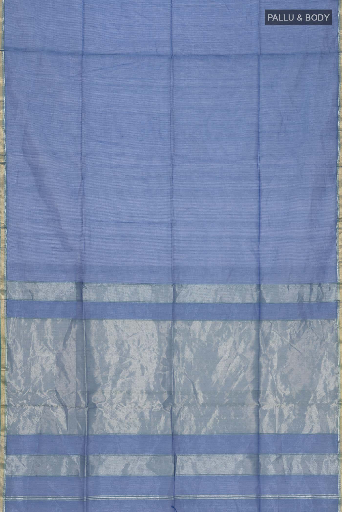 Blue Maheshwari Silk Cotton Saree - Image 3