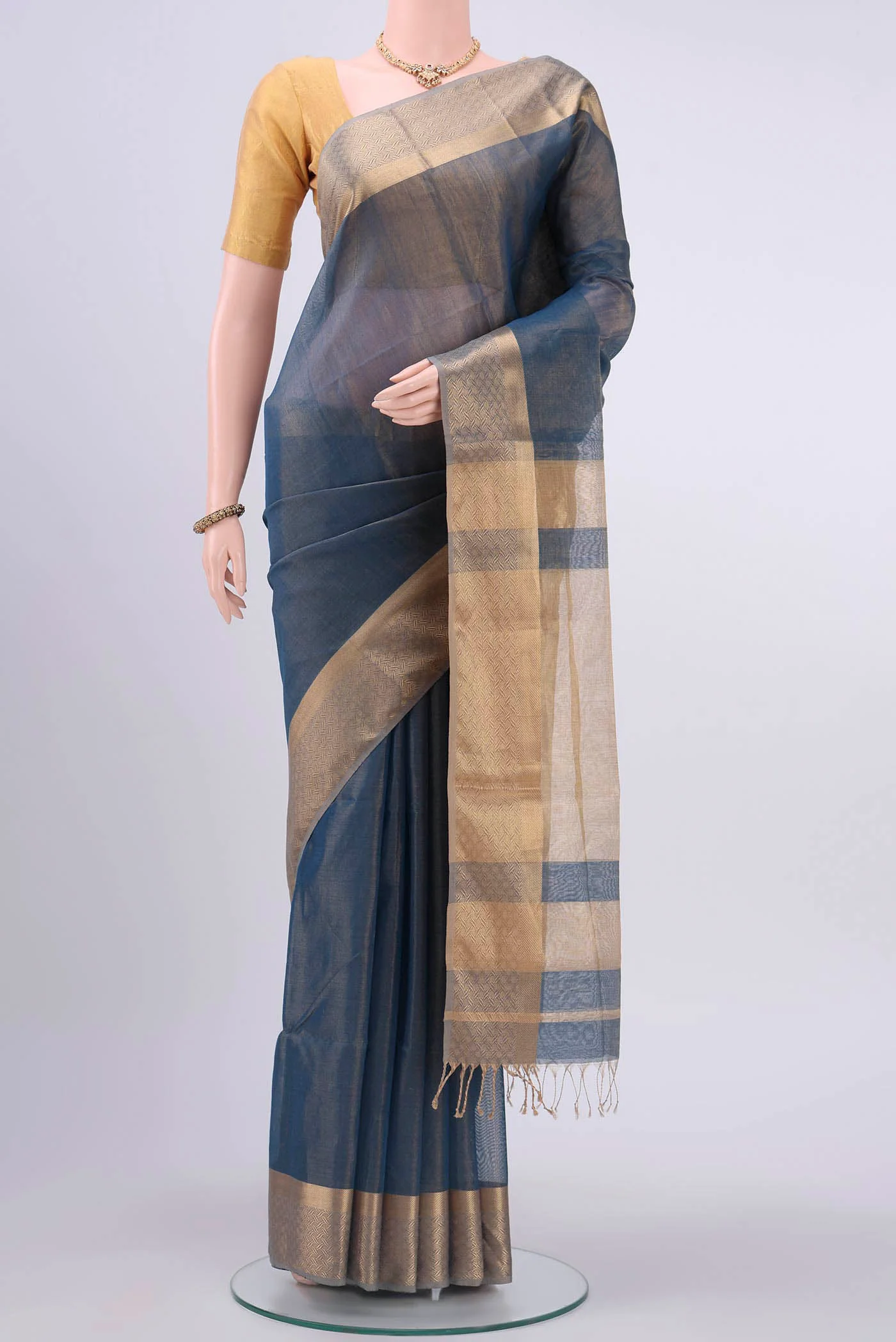 Blue Maheshwari Silk Cotton Saree