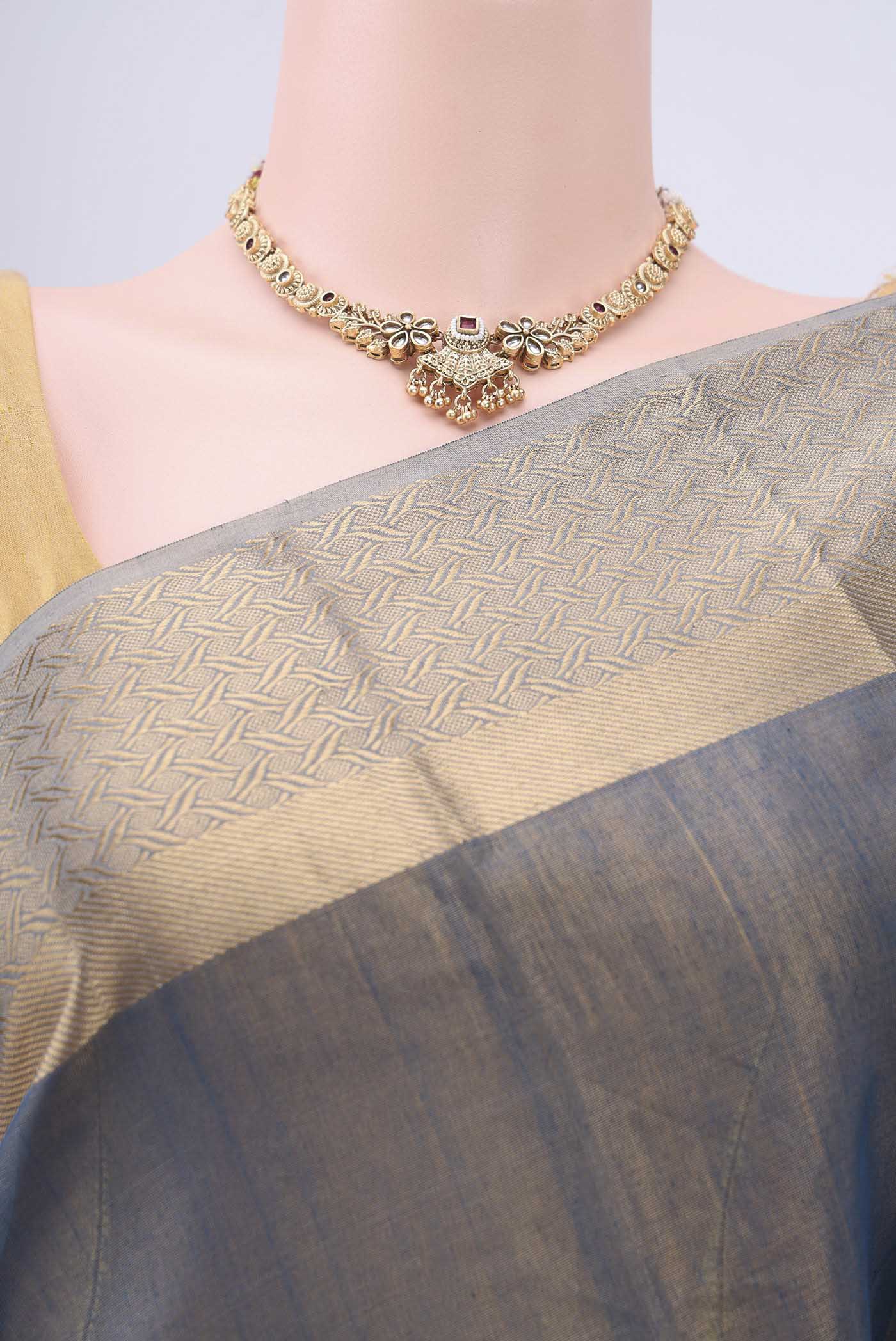 Blue Maheshwari Silk Cotton Saree - Image 2