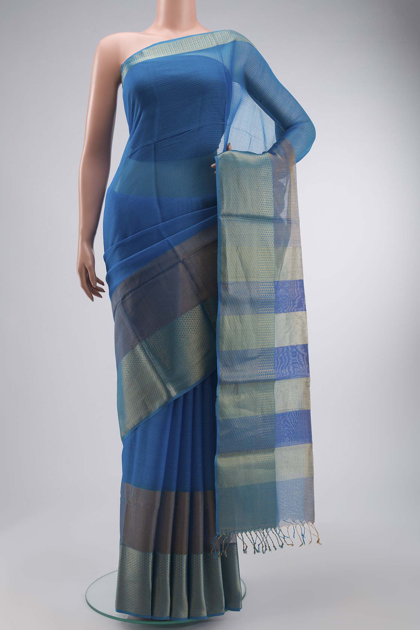 Blue Maheshwari Silk Saree