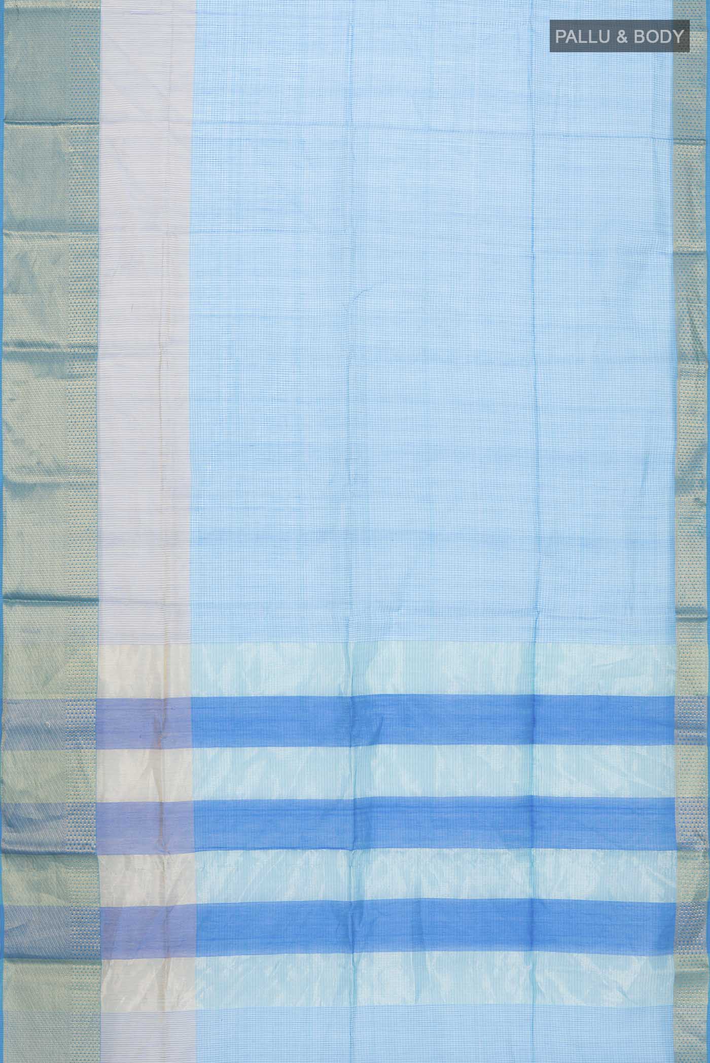 Blue Maheshwari Silk Saree - Image 3