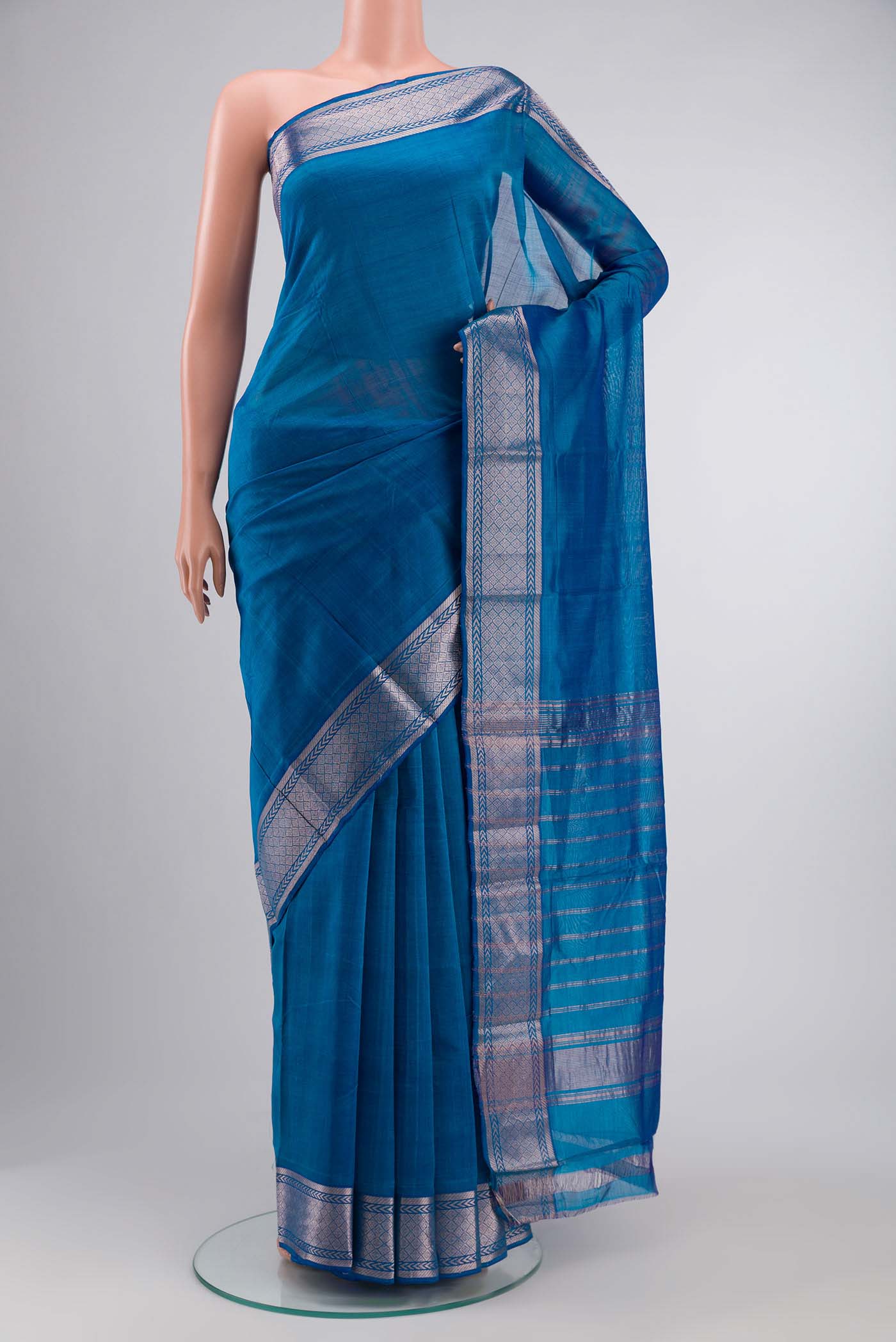 Blue Mangalagiri Cotton Saree