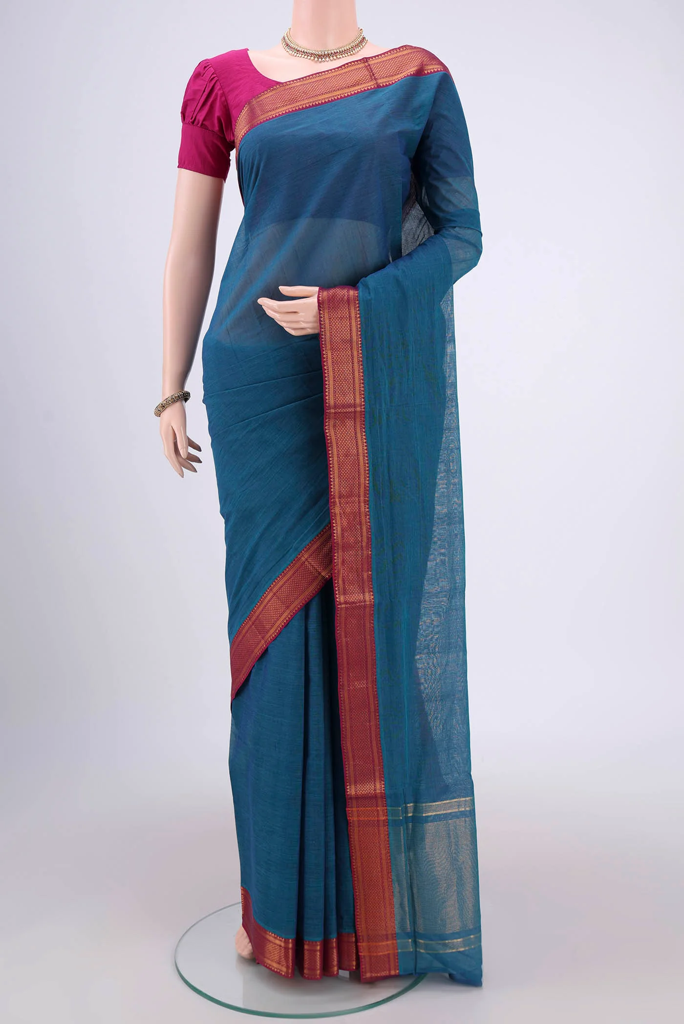 Blue Mangalagiri Cotton Saree