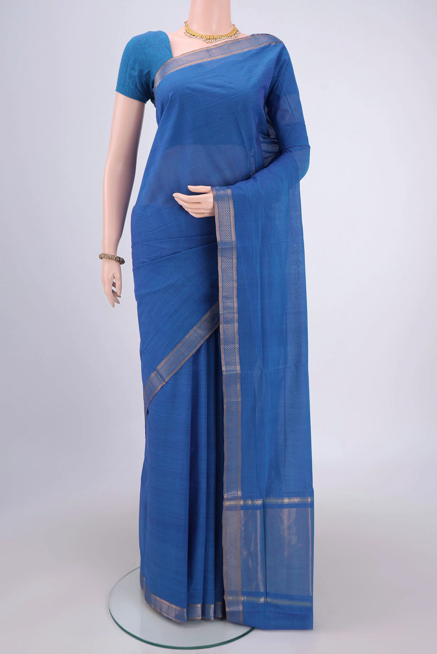 Blue Mangalagiri Cotton Saree