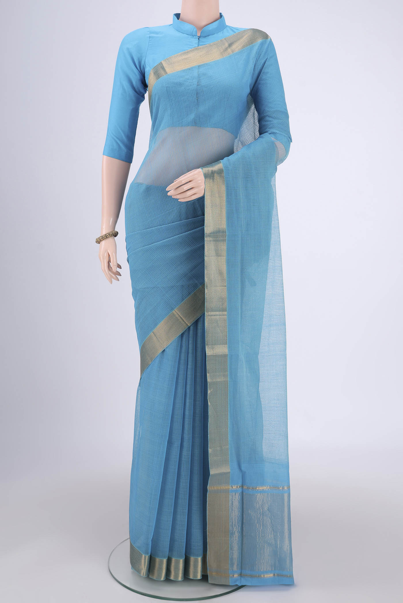 Blue Mangalagiri Cotton Saree