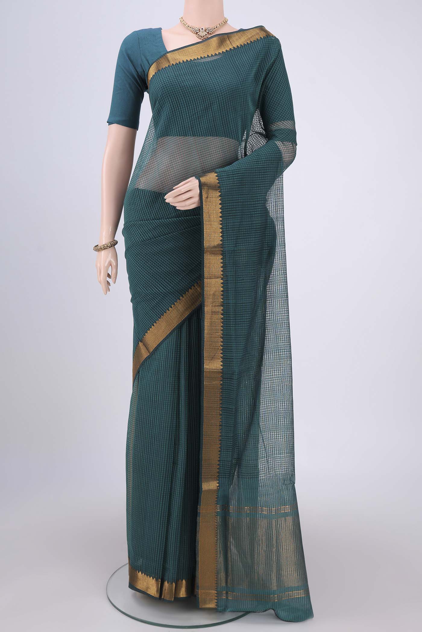 Blue Mangalagiri Cotton Saree