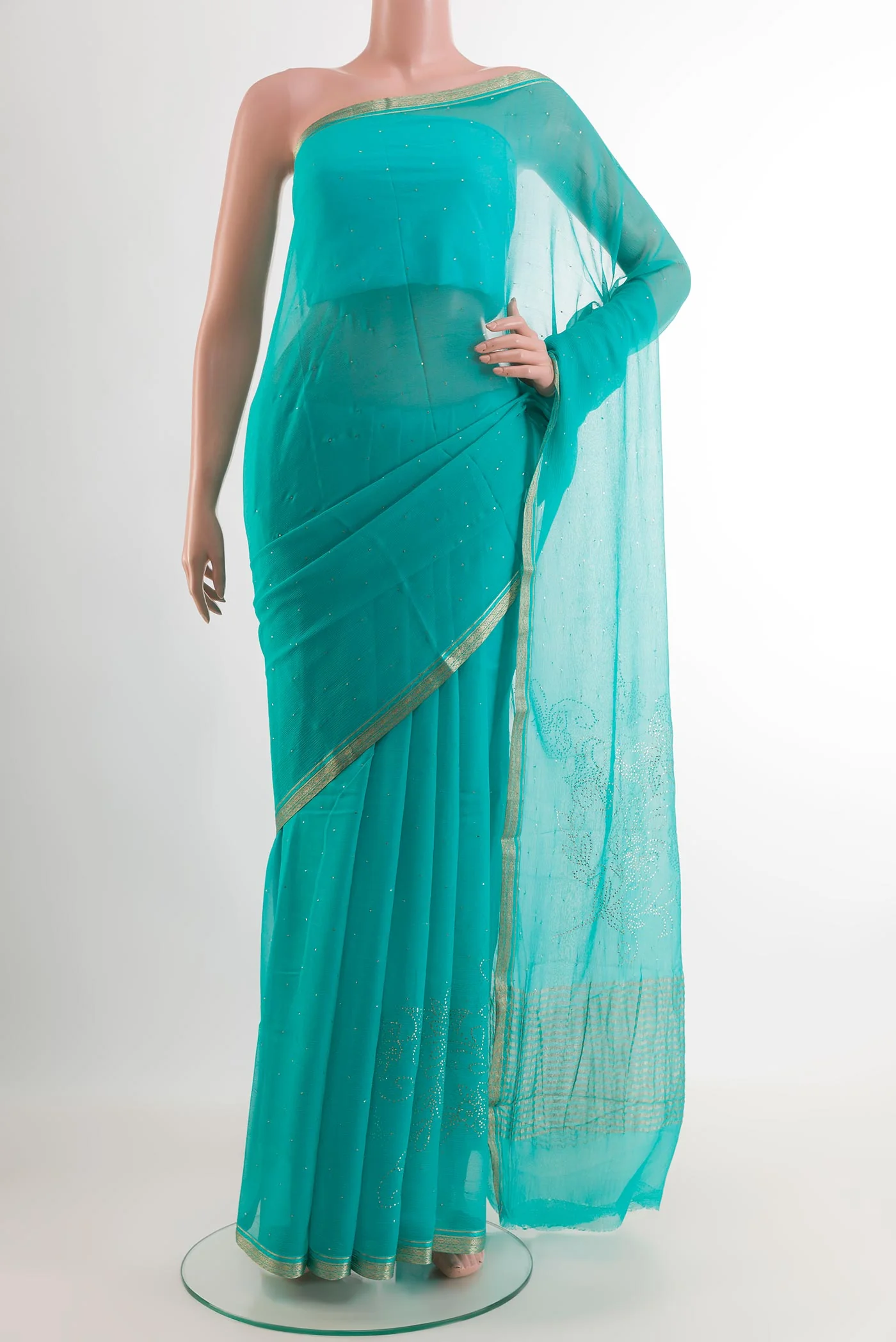 Blue Mysore Chiffon Saree