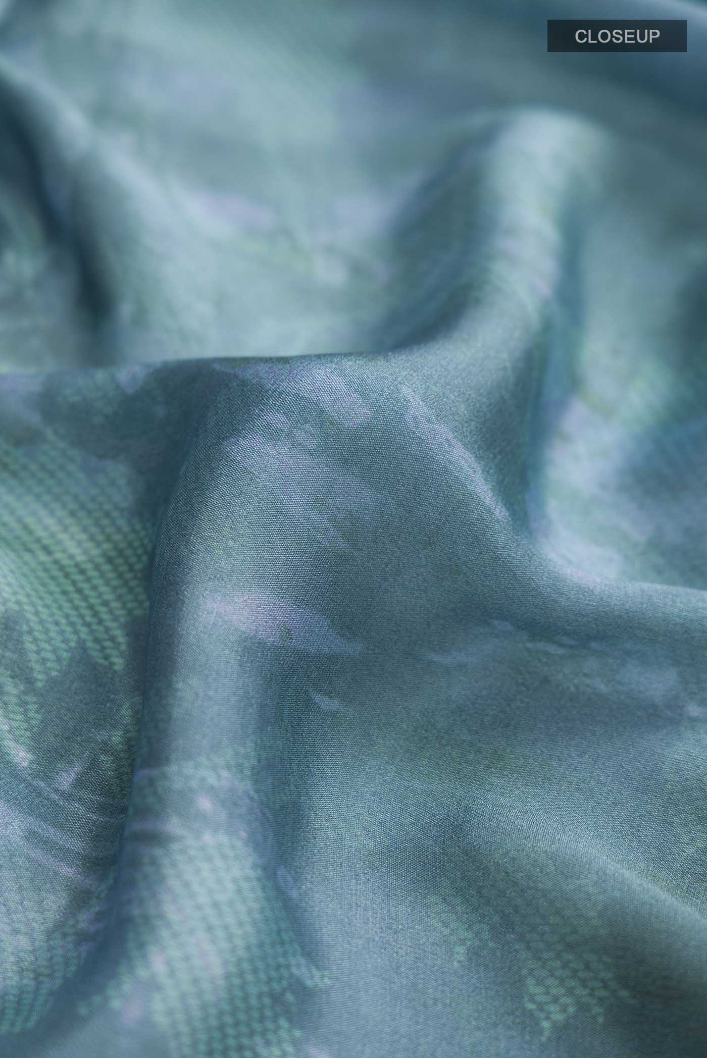 Blue Mysore Crepe Saree - Image 2