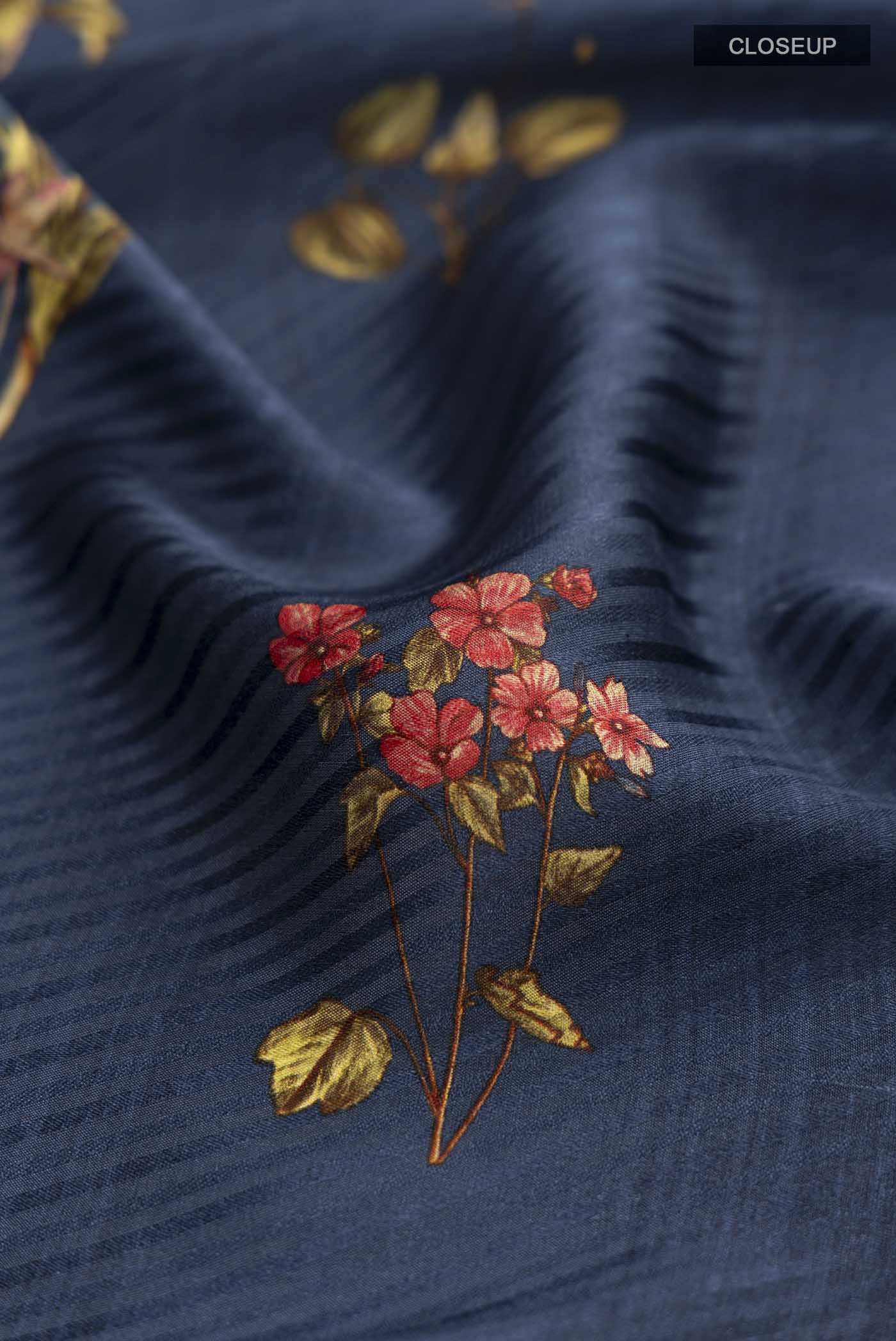 Blue Mysore Crepe Saree - Image 2